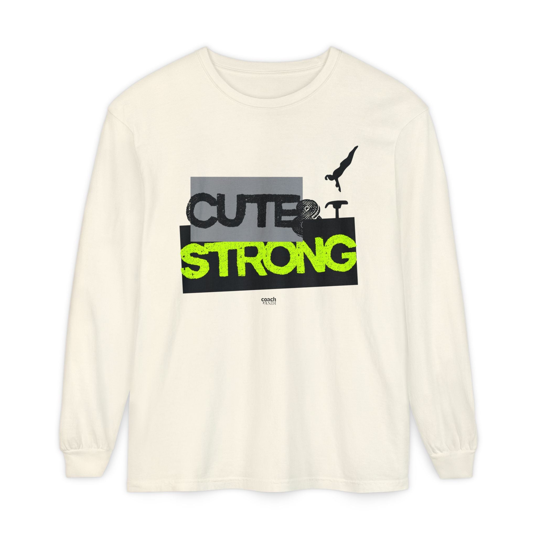 Cute & Strong - Lime/Black (Adult Long Sleeve Shirt)