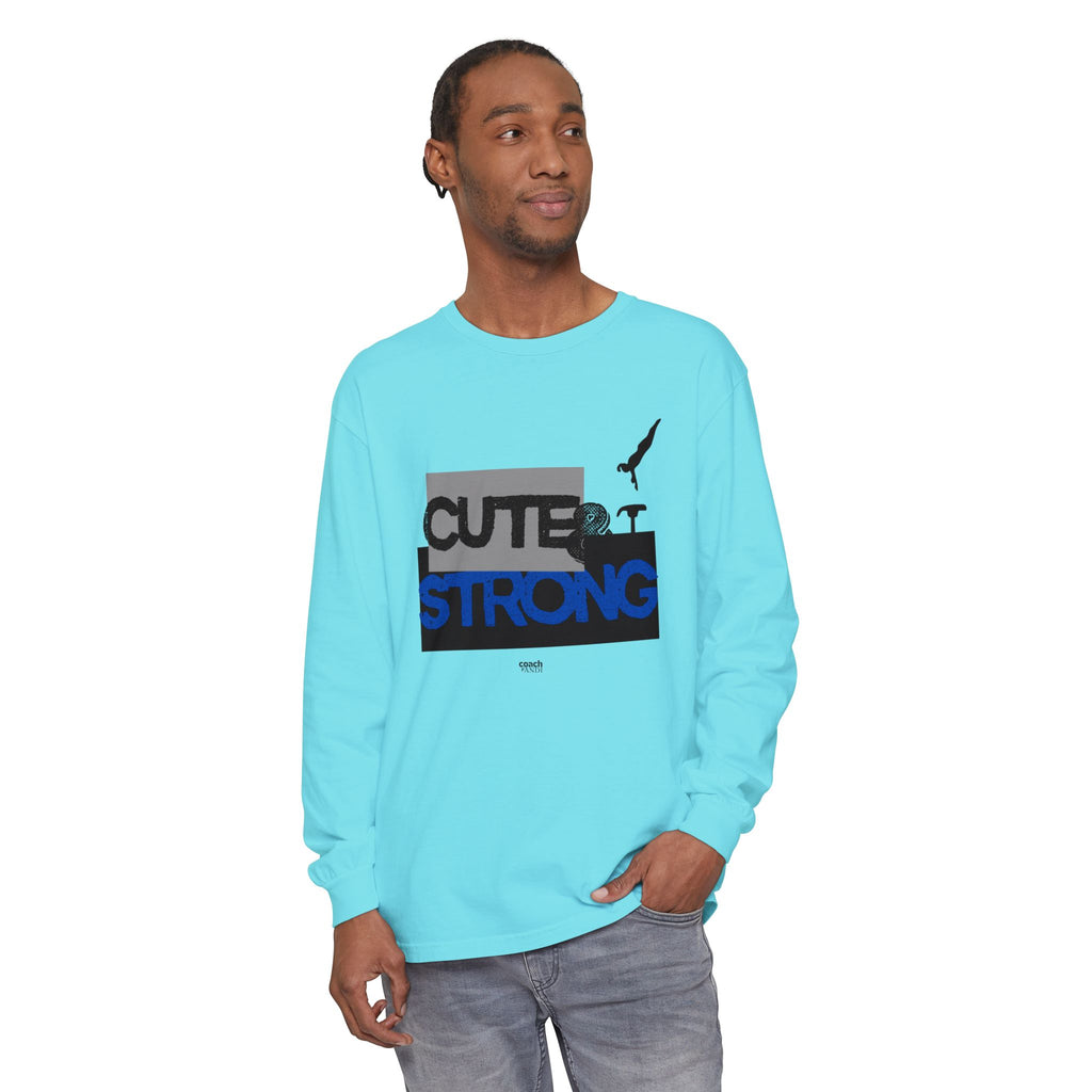 Cute & Strong - Blue/Black (Adult Long Sleeve Shirt)