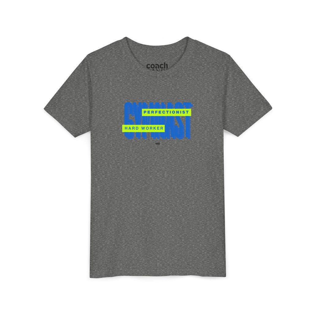Gymnast Hard Worker Tshirt - Lime/Blue (Youth)