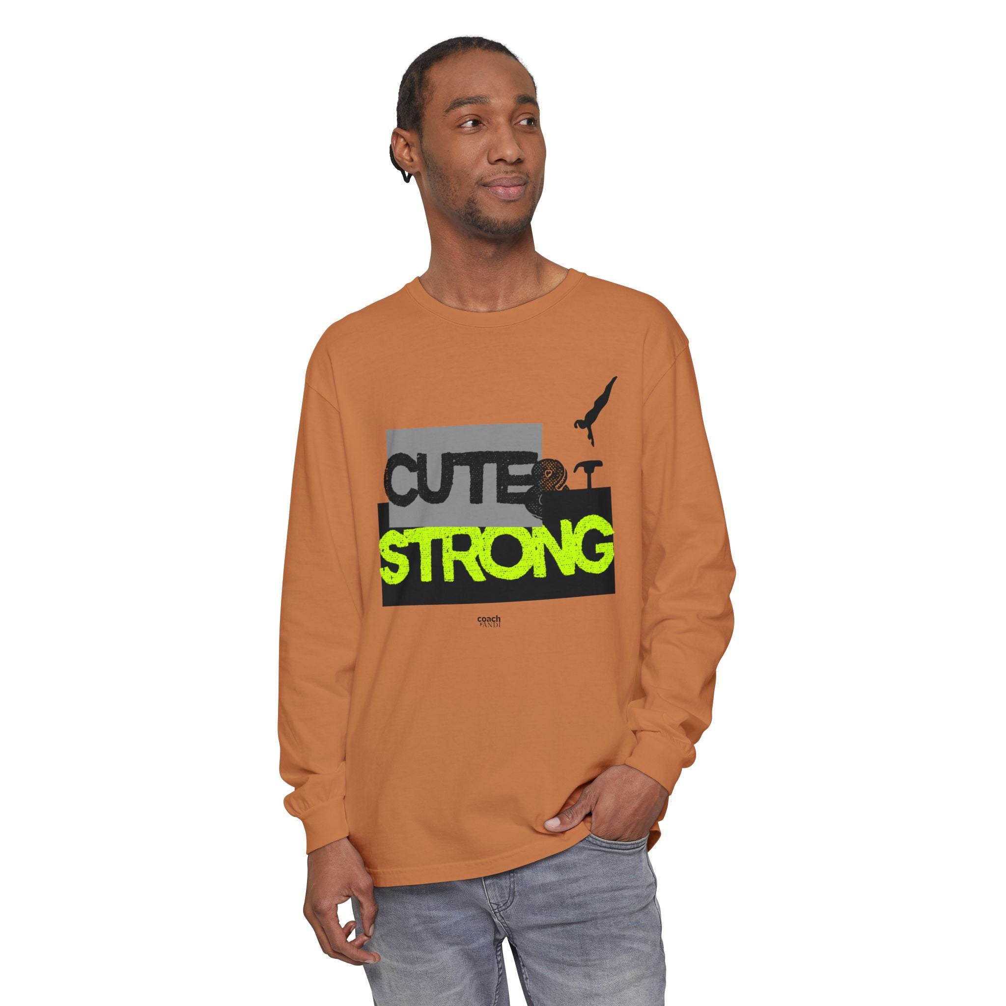 Cute & Strong - Lime/Black (Adult Long Sleeve Shirt)