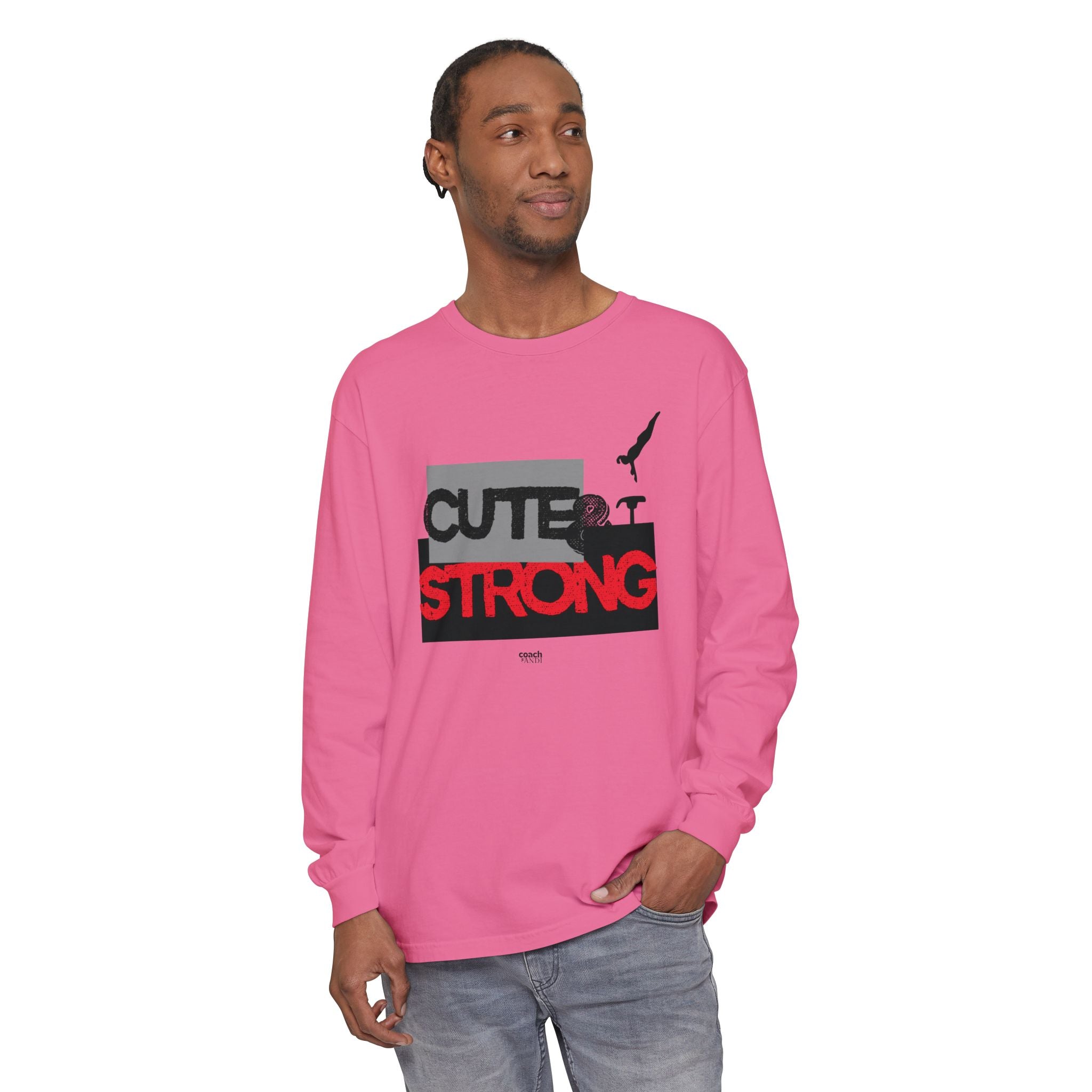 Cute & Strong - Red/Black (Adult Long Sleeve Shirt)