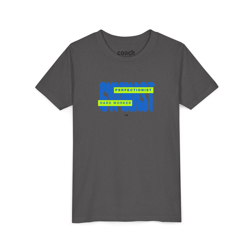 Gymnast Hard Worker Tshirt - Lime/Blue (Youth)