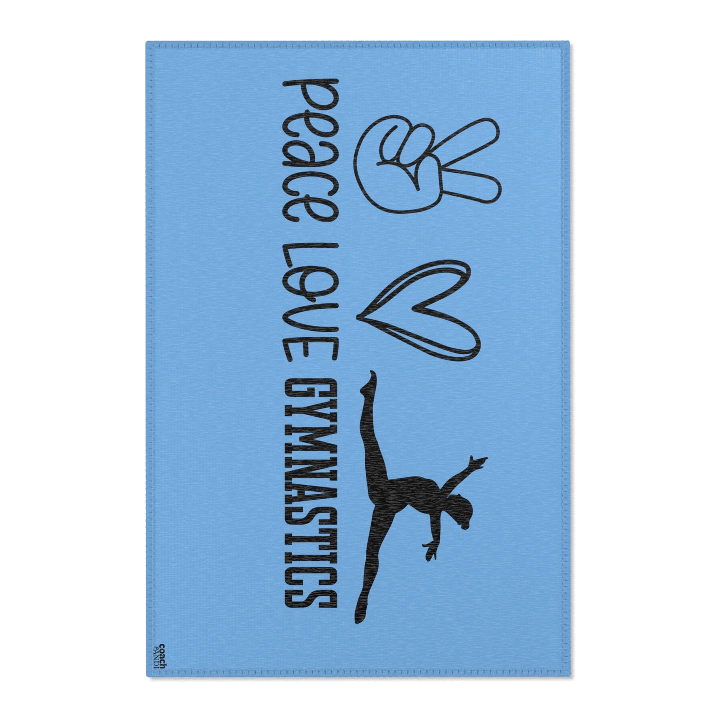 Peace, Love, Gymnastics-Lt Blue (Area Rugs)