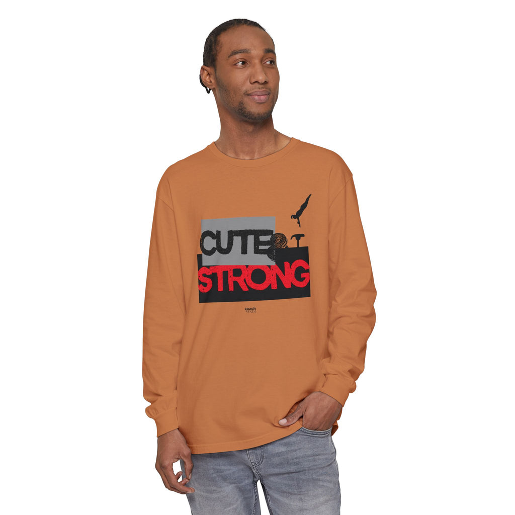 Cute & Strong - Red/Black (Adult Long Sleeve Shirt)