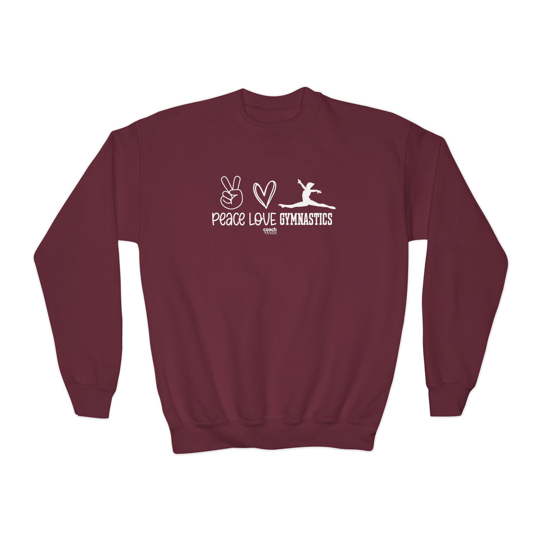 Peace, Love, Gymnastics (Youth Crewneck Sweatshirt)