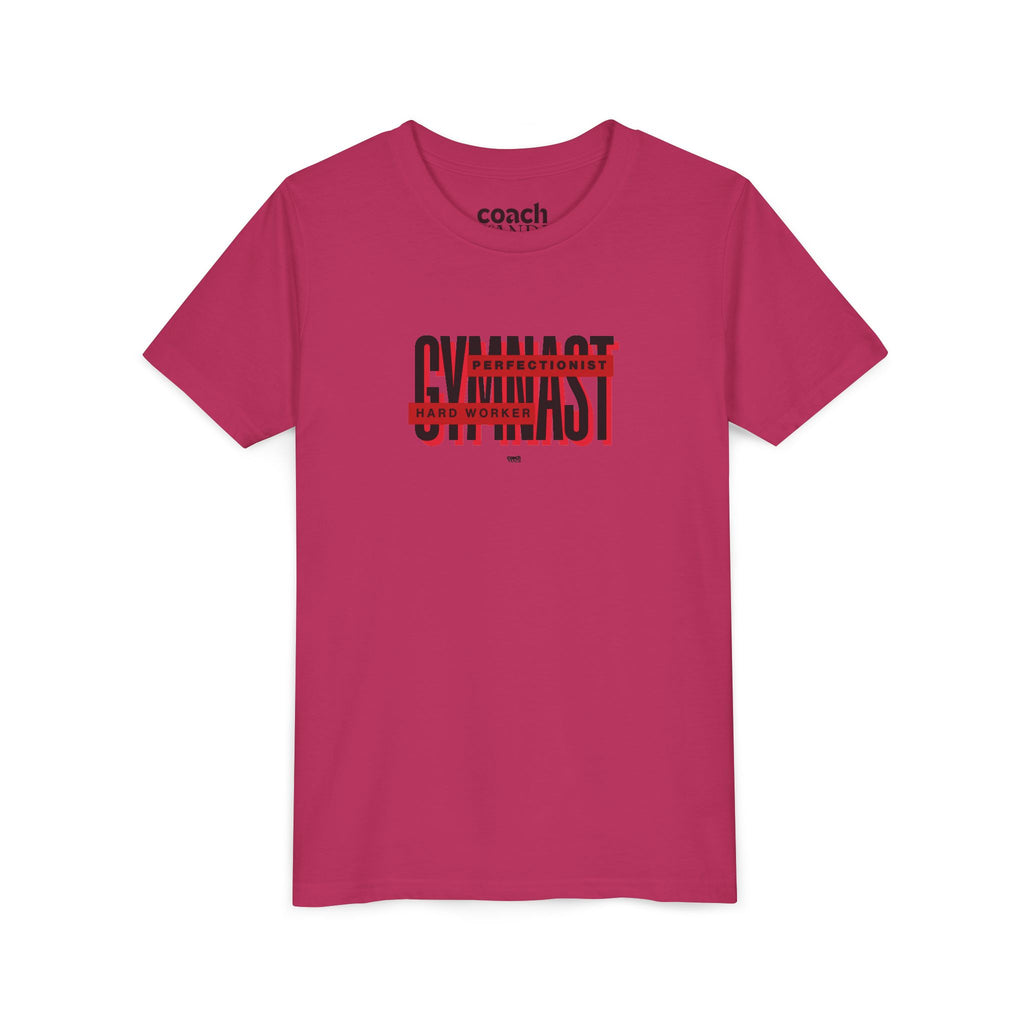 Gymnast Hard Worker Tshirt - Red/Black (Youth)