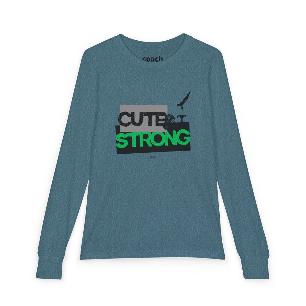 Cute & Strong Long Sleeve Shirt - Green/Black (Youth)