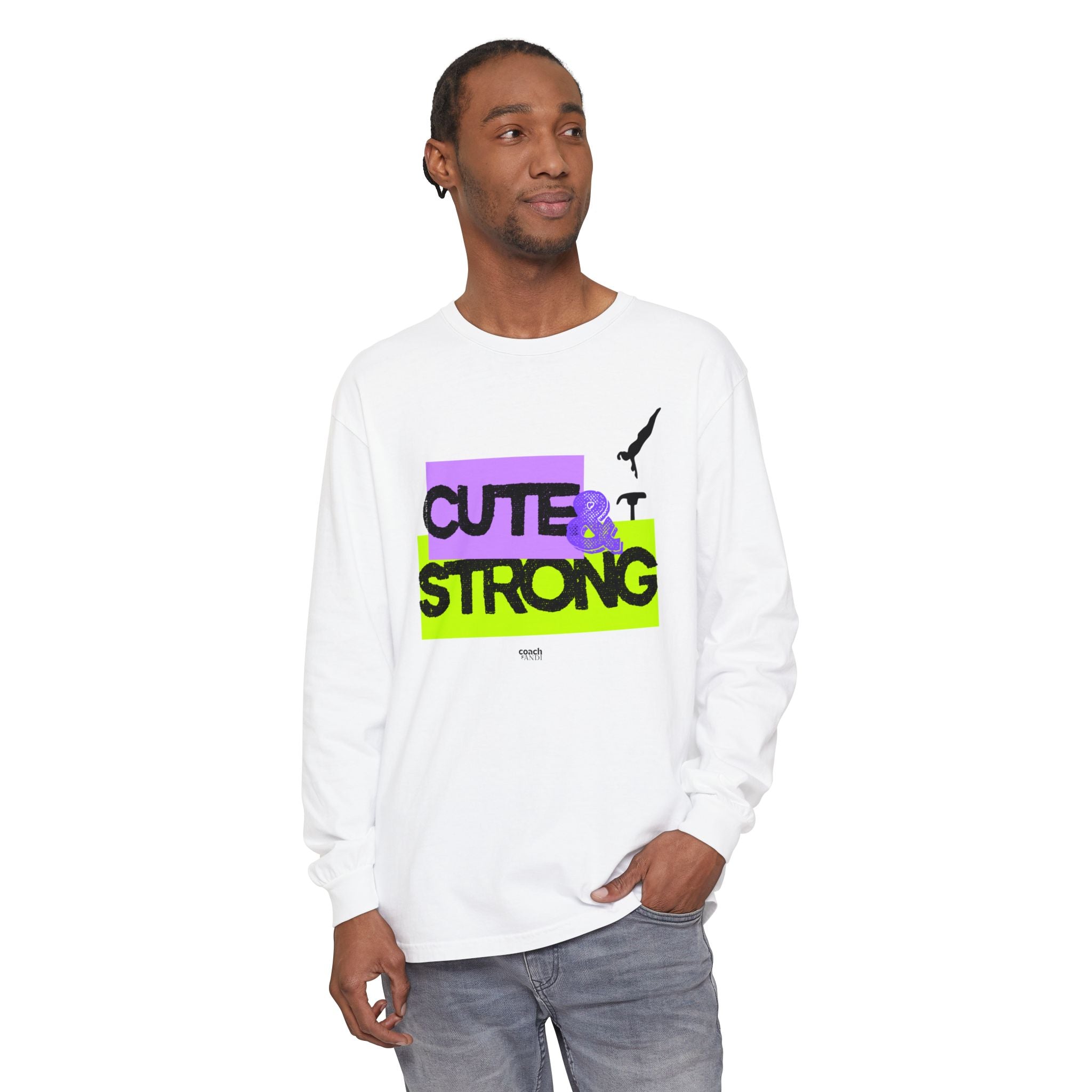 Cute & Strong - Aqua/Pink (Adult Long Sleeve Shirt)