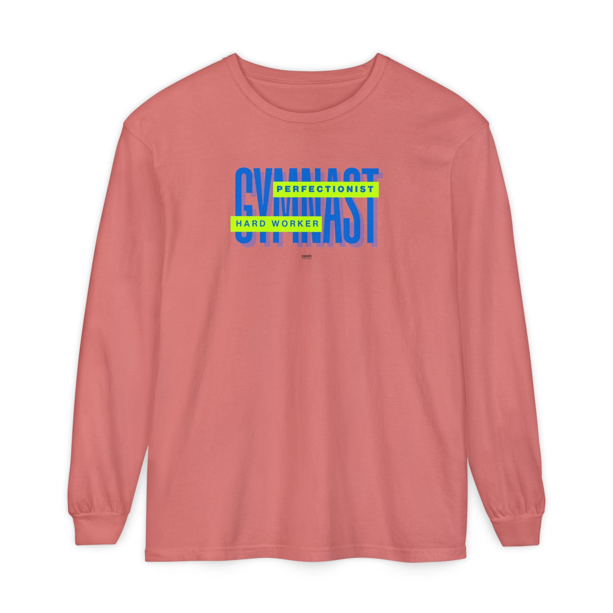 Gymnast Hard Worker Long Sleeve Shirt - Lime/Blue (Adult)