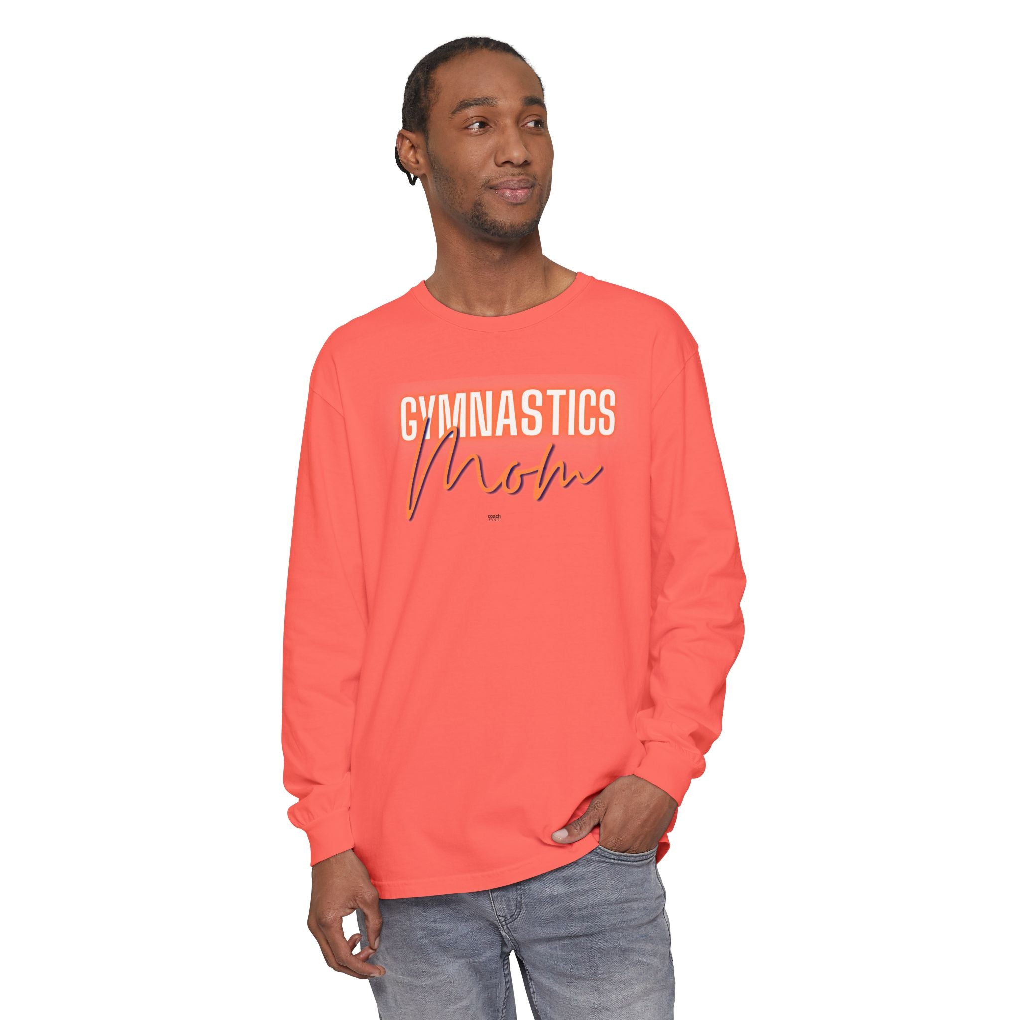 Glow Gym Mom Long Sleeve Shirt - Orange/Blue (Adult)