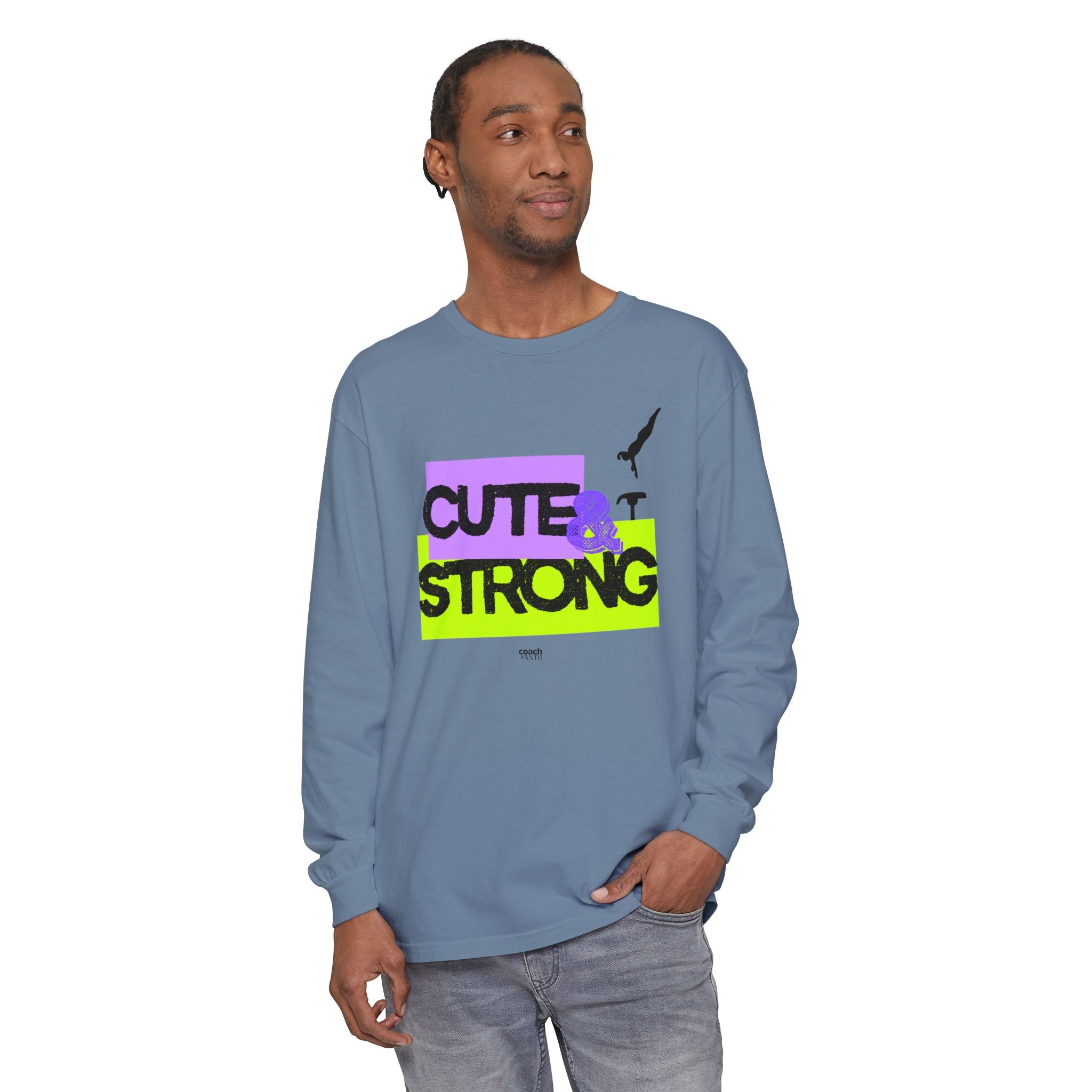Cute & Strong - Aqua/Pink (Adult Long Sleeve Shirt)