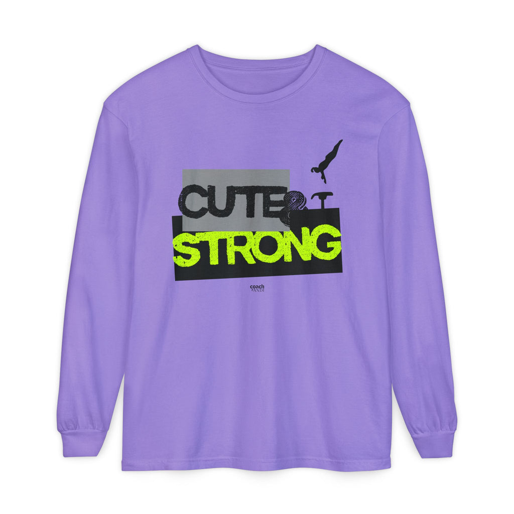 Cute & Strong - Lime/Black (Adult Long Sleeve Shirt)