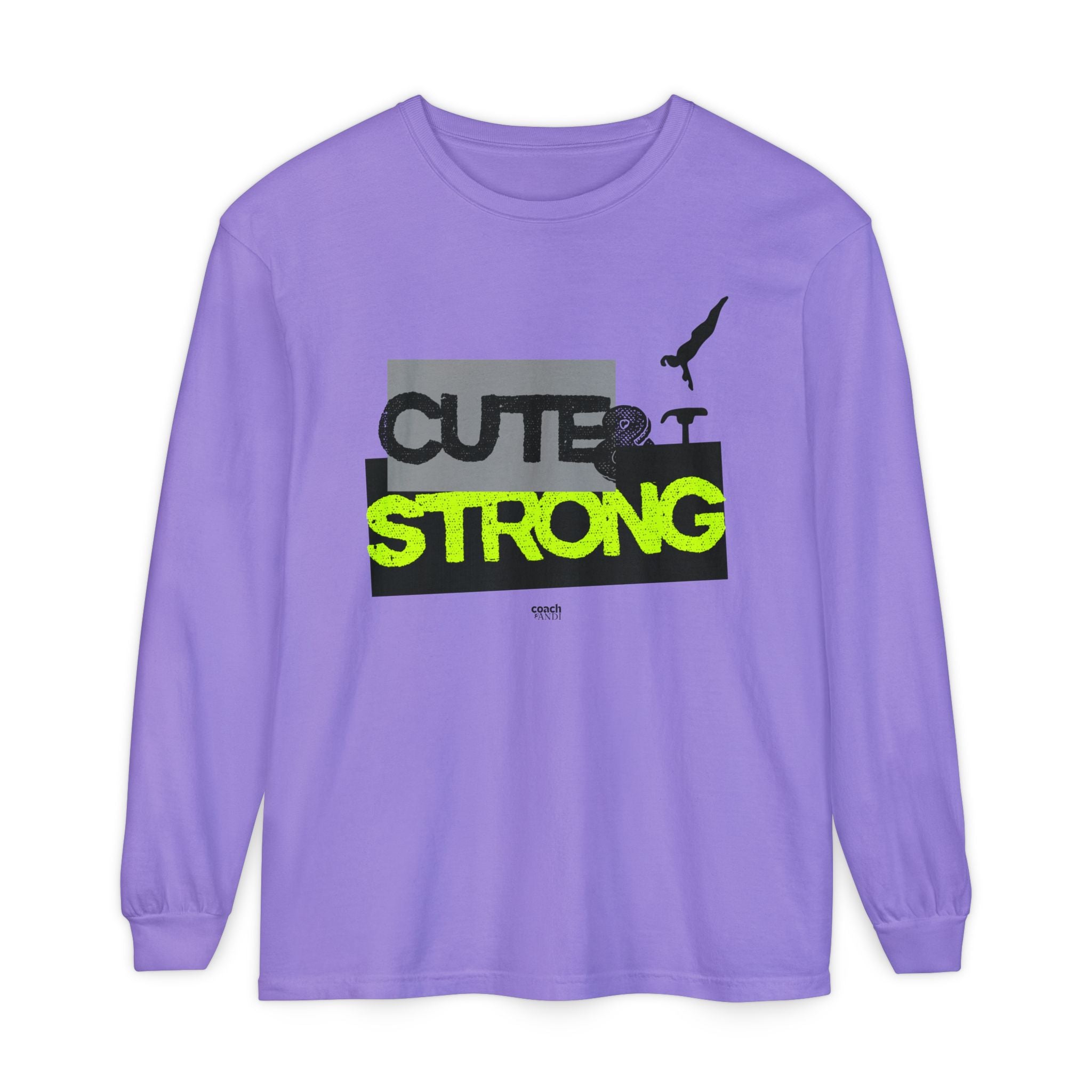 Cute & Strong - Lime/Black (Adult Long Sleeve Shirt)