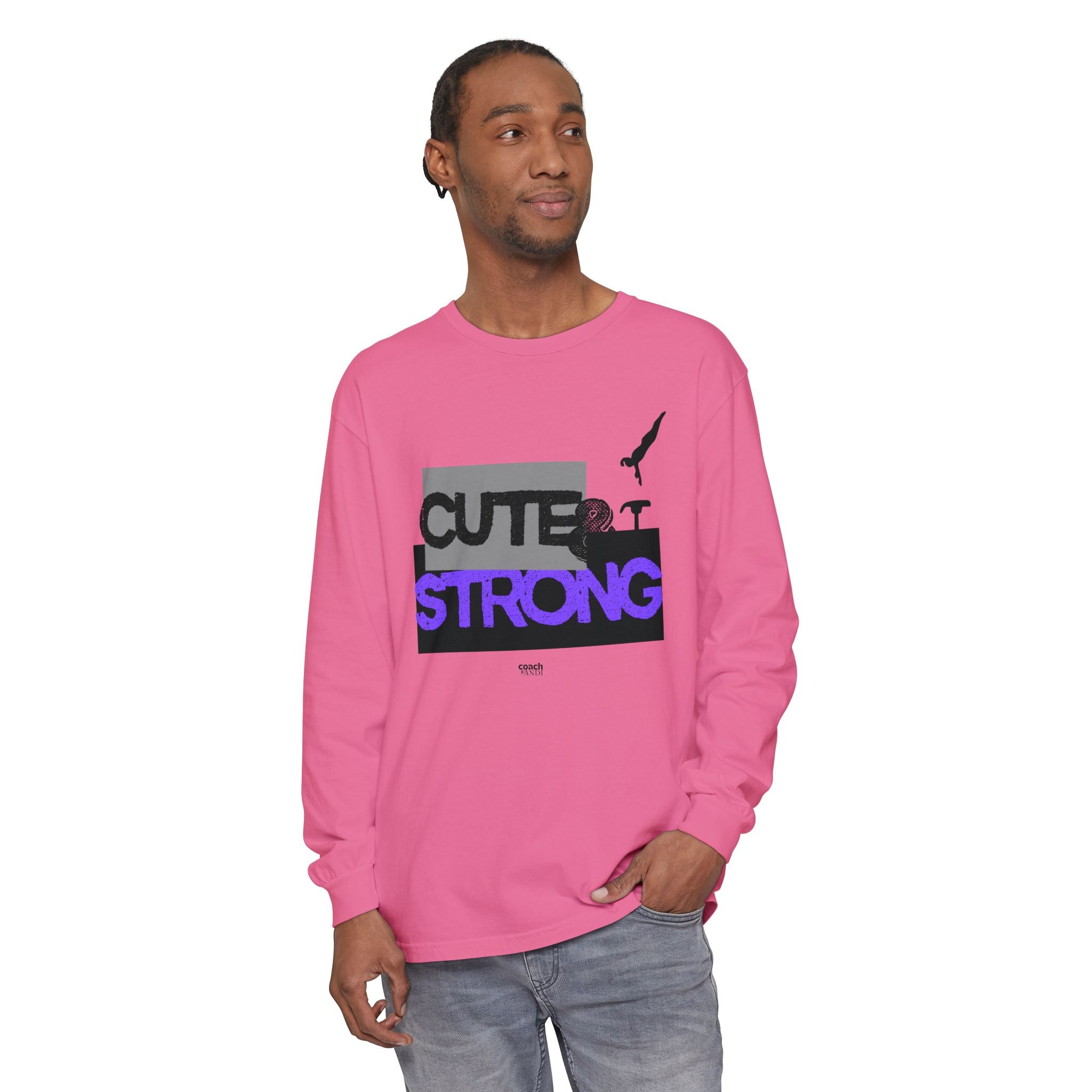 Cute & Strong - Purple/Black (Adult Long Sleeve Shirt)