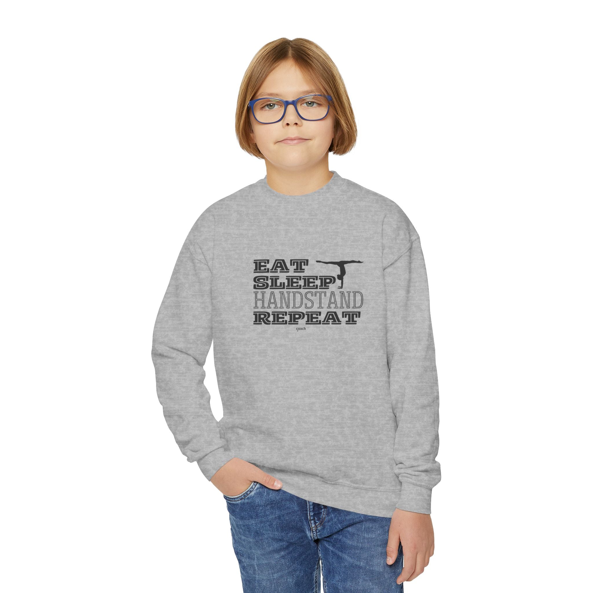 Eat, Sleep, Handstand, Repeat (Youth Crewneck Sweatshirt)
