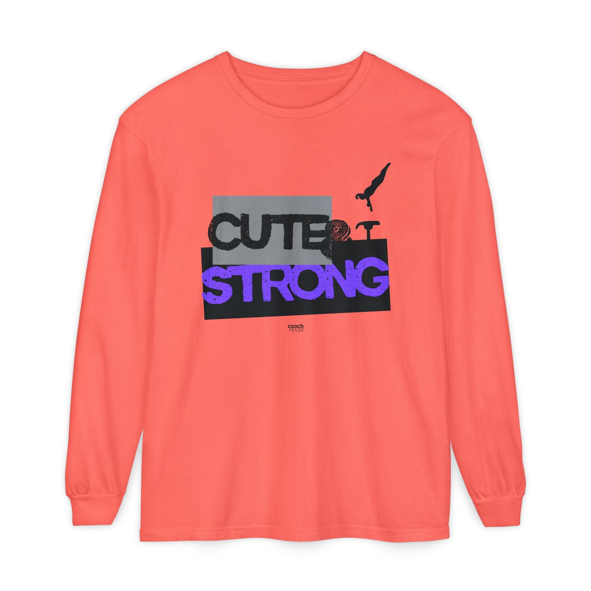 Cute & Strong - Purple/Black (Adult Long Sleeve Shirt)
