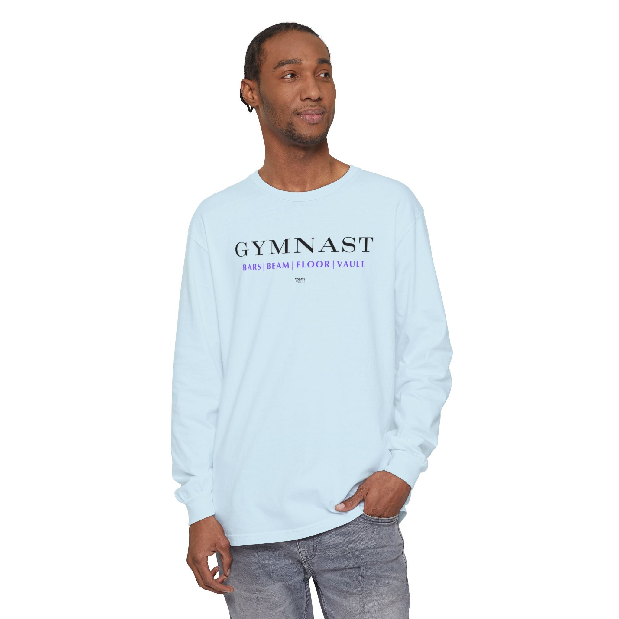 GYMNAST (Bars Beam Floor Vault) Long Sleeve Shirt - Purple (Adult)