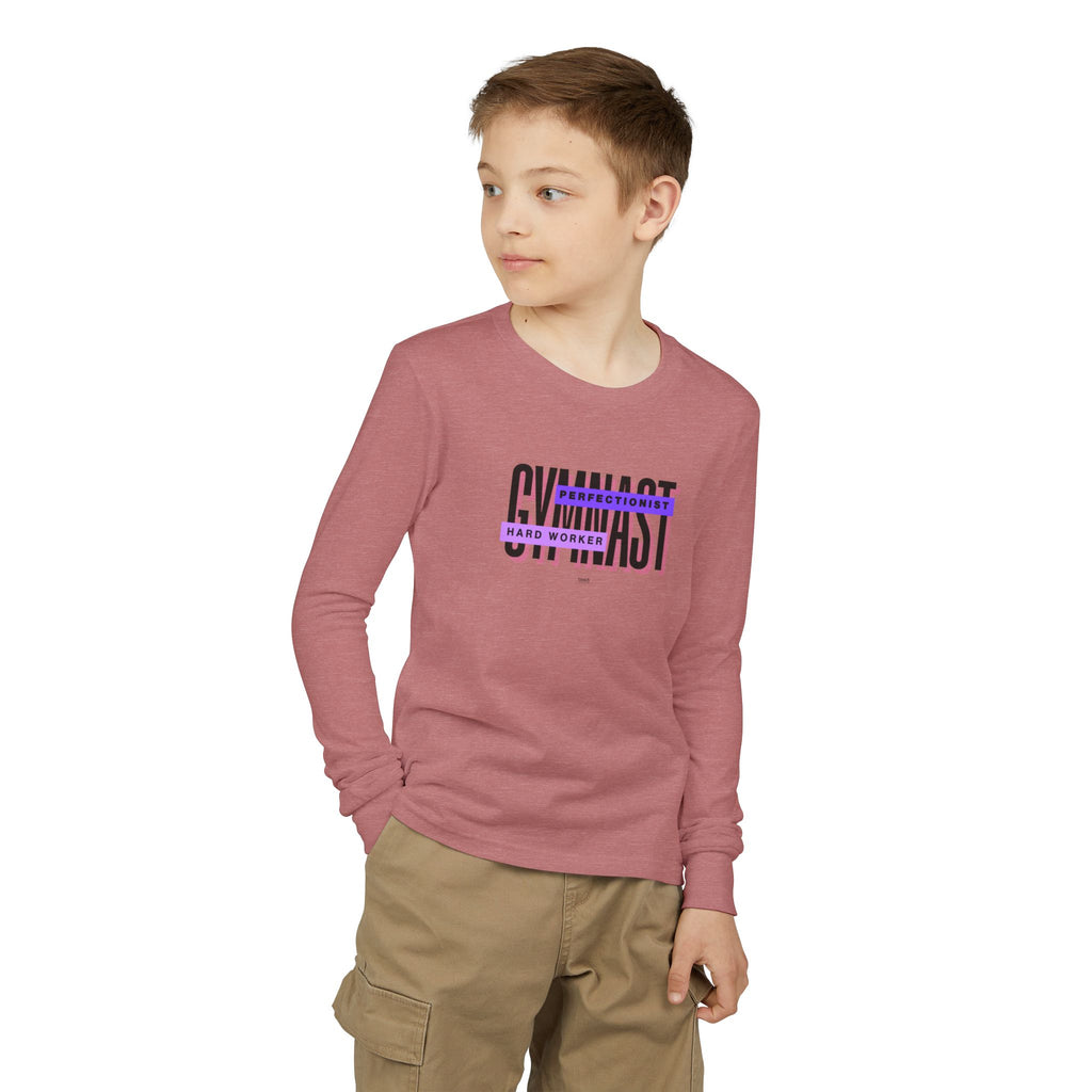 Gymnast Hard Worker Long Sleeve Shirt - Purple (Youth)