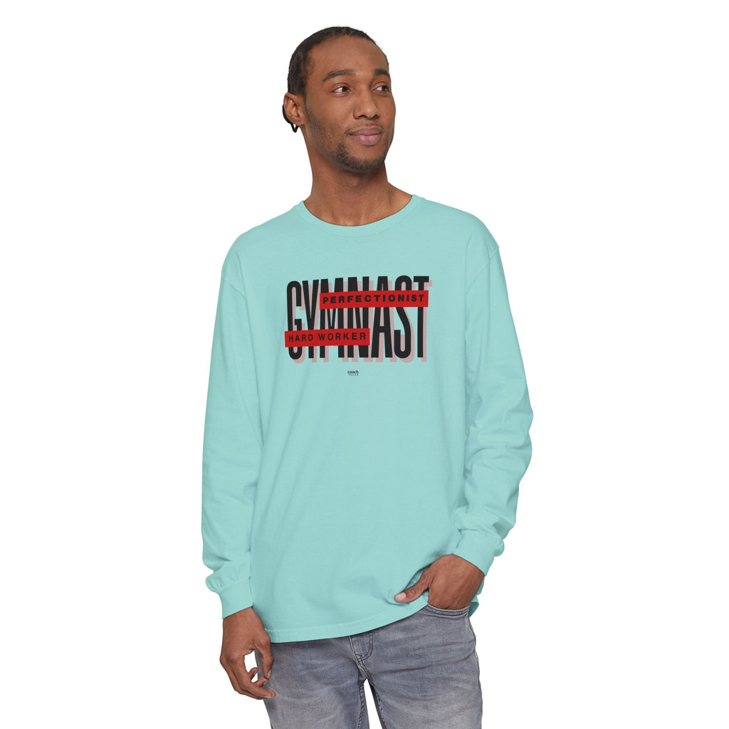 Gymnast Hard Worker Long Sleeve Shirt - Red (Adult)