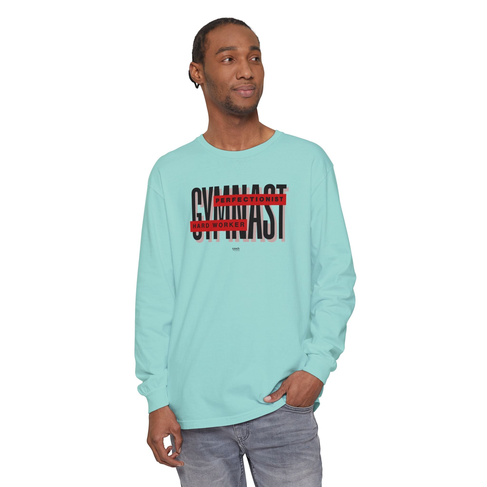 Gymnast Hard Worker Long Sleeve Shirt - Red (Adult)