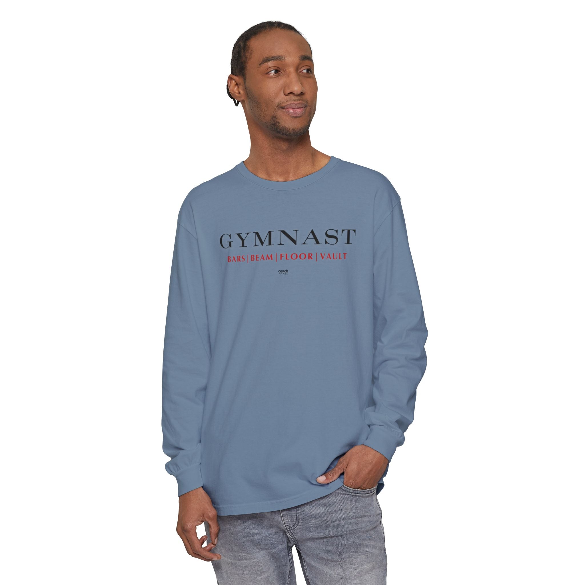 GYMNAST (Bars Beam Floor Vault) Long Sleeve Shirt - Red (Adult )