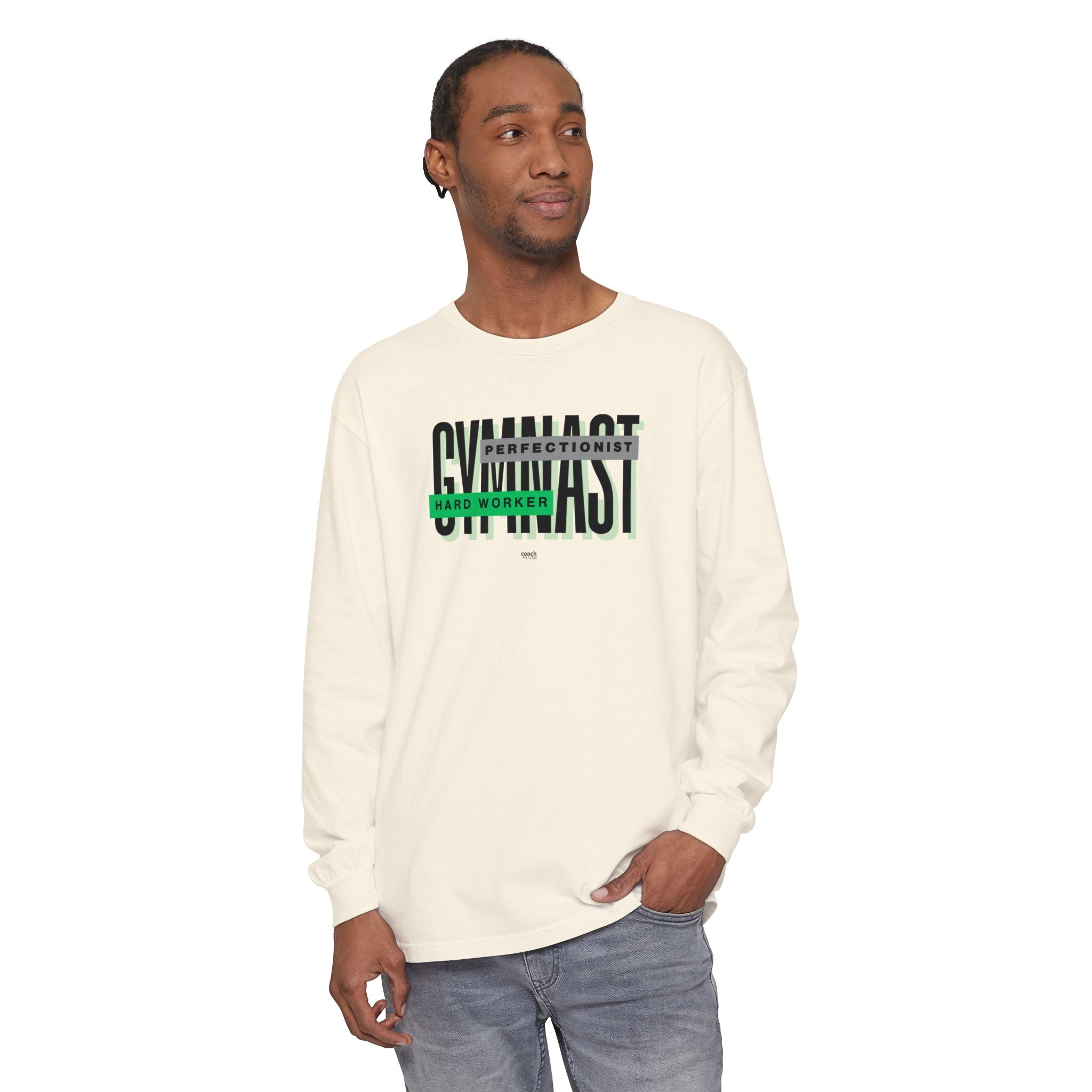Gymnast Hard Worker Long Sleeve Shirt - Lime/Blue (Adult)