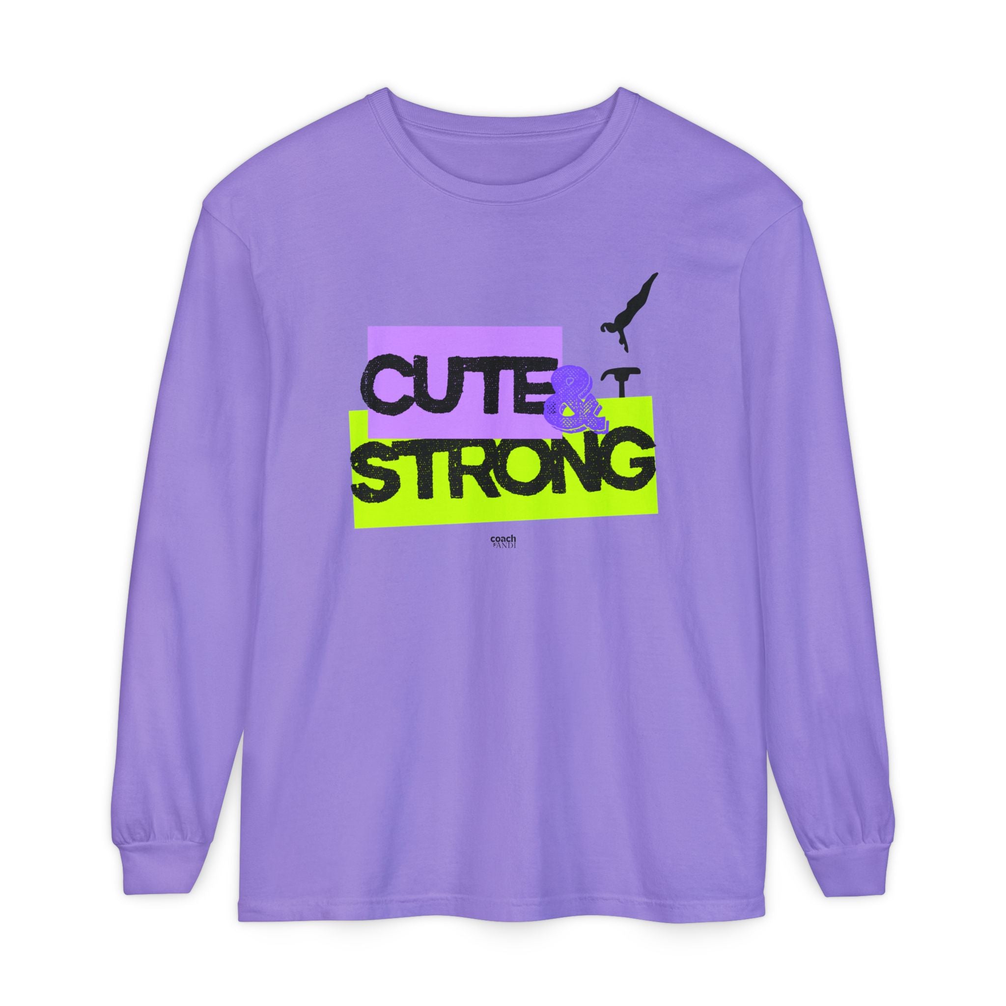 Cute & Strong - Aqua/Pink (Adult Long Sleeve Shirt)