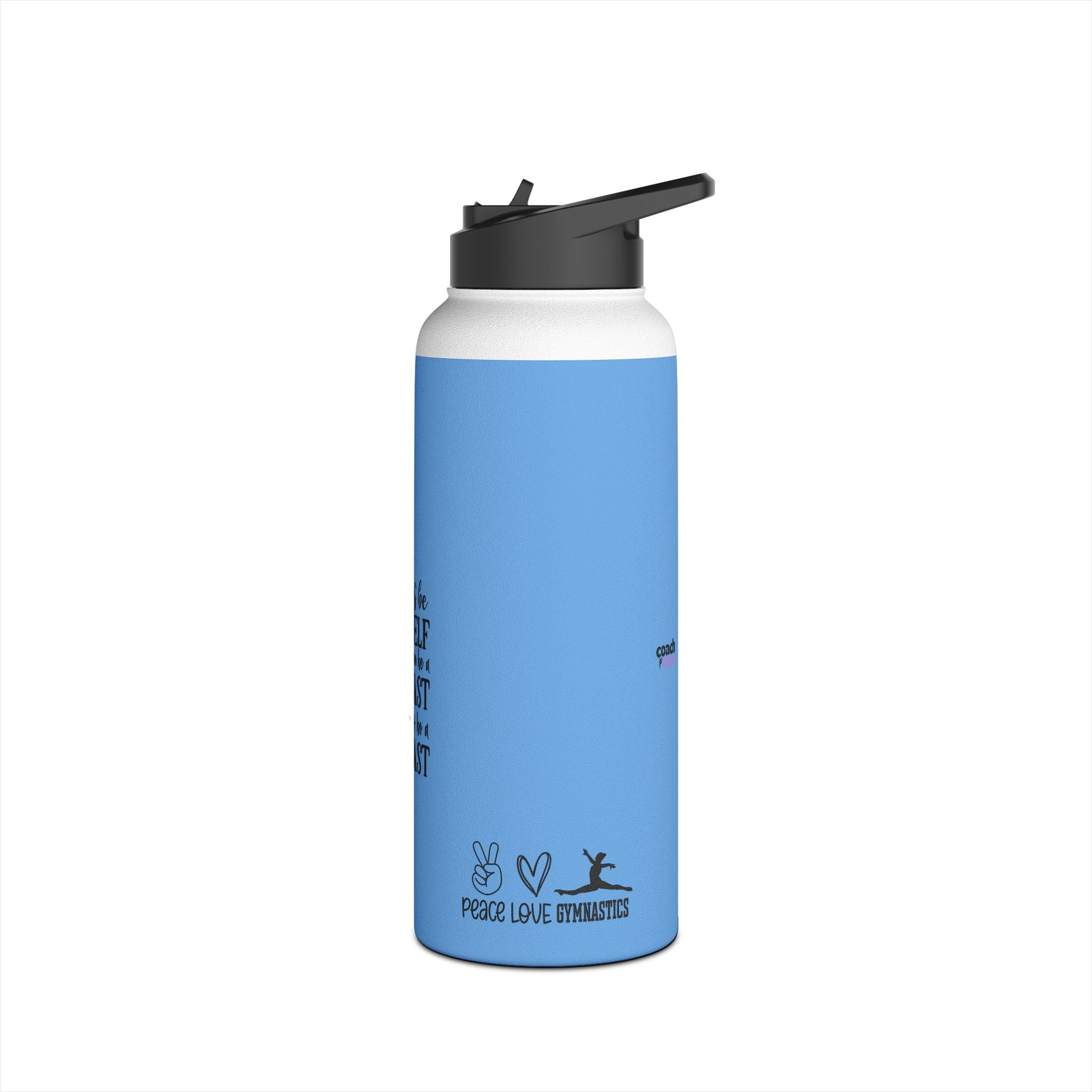 Gymnastics Quotes-Lt Blue (Stainless Steel Water Bottle, Standard Lid)
