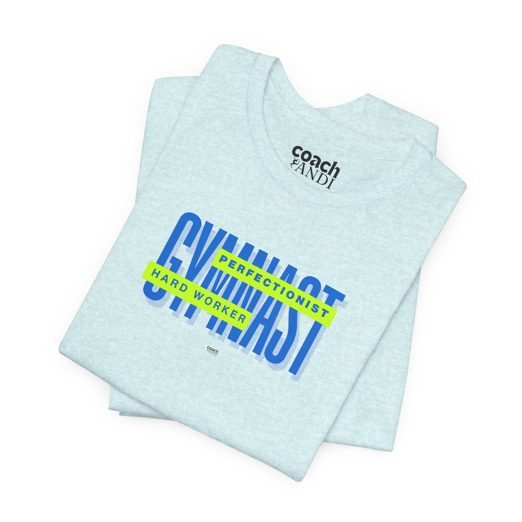 Gymnast Hard Worker Tshirt - Lime/Blue (Adult)