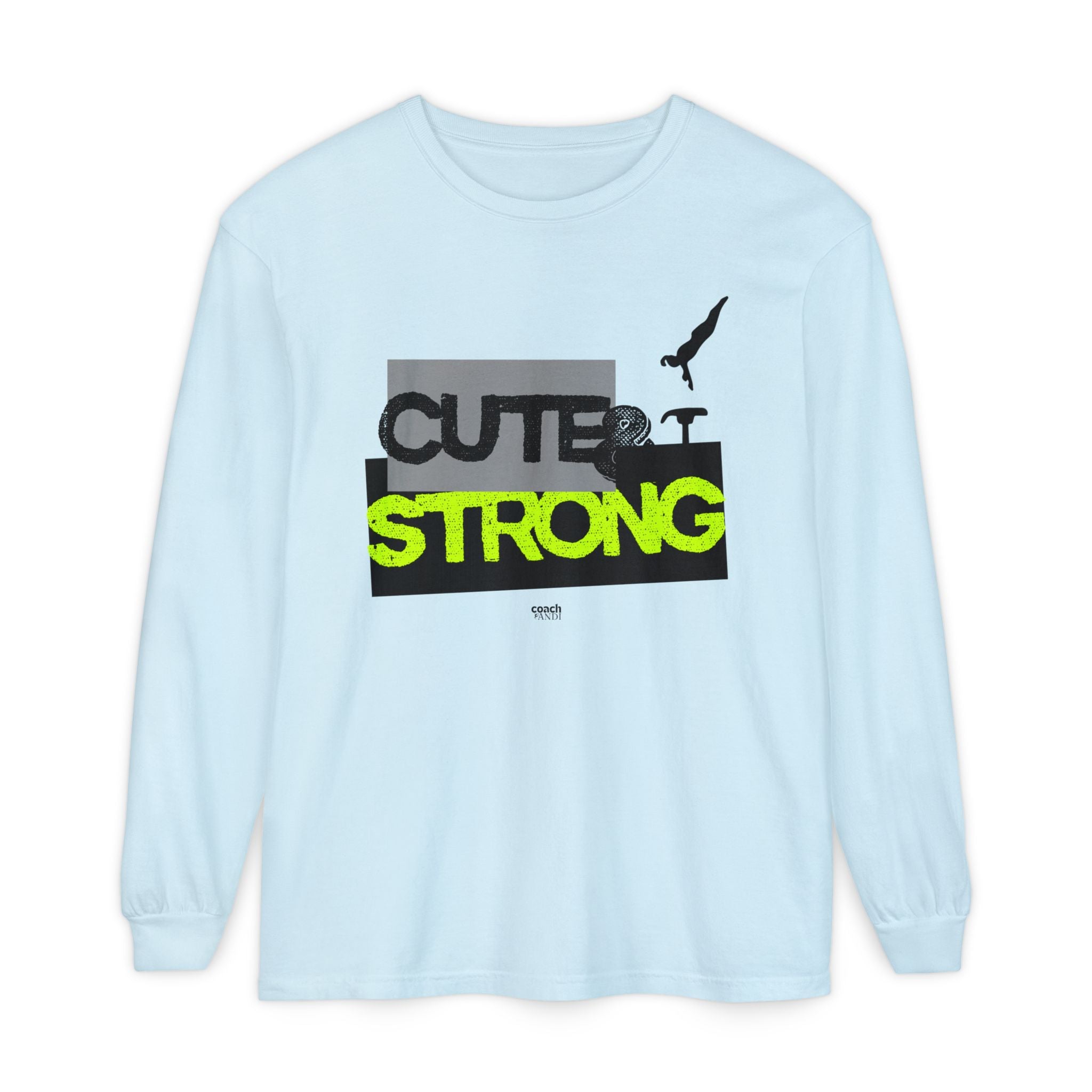 Cute & Strong - Lime/Black (Adult Long Sleeve Shirt)