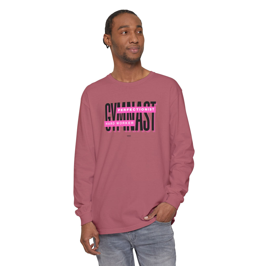 Gymnast Hard Worker Long Sleeve Shirt - Pink (Adult)