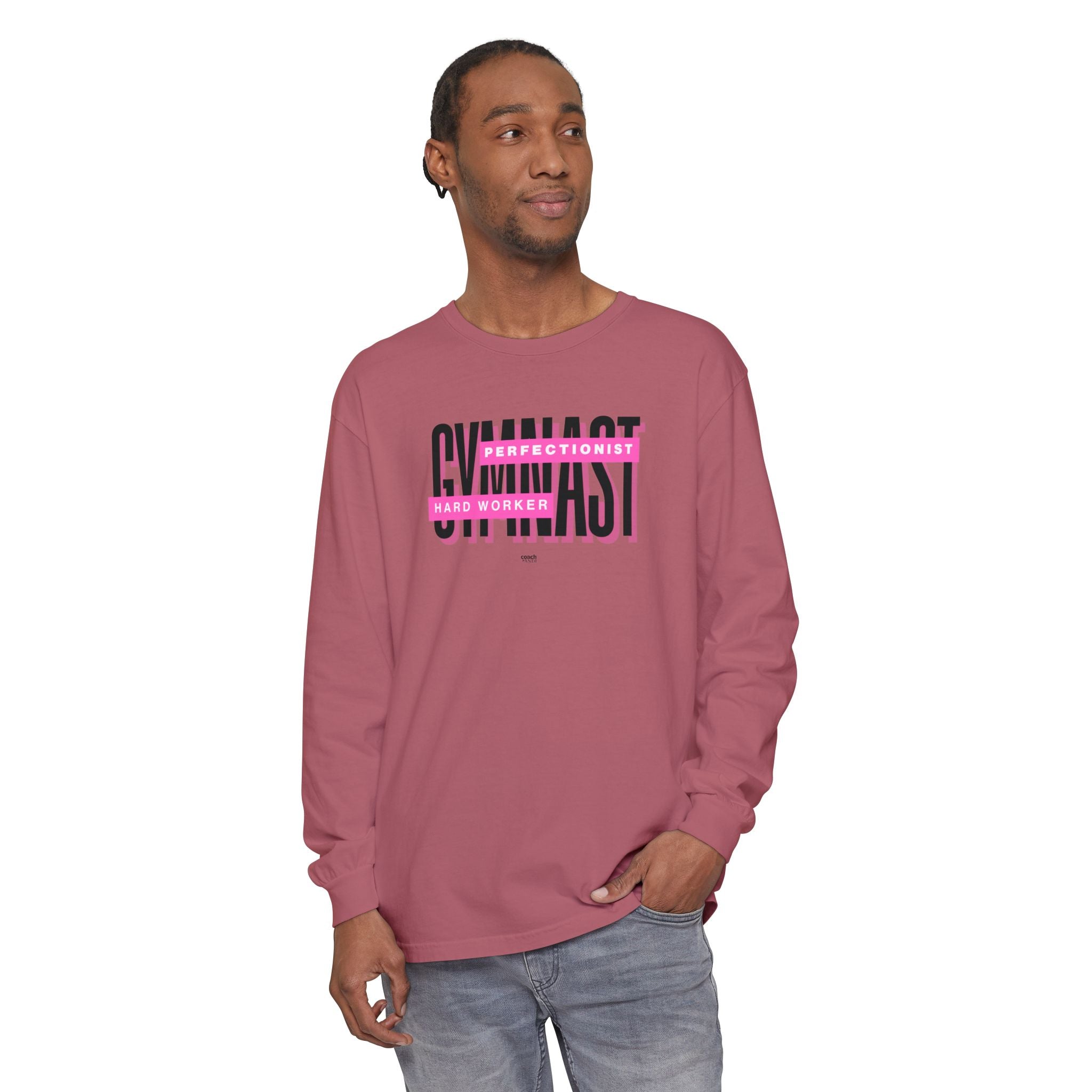 Gymnast Hard Worker Long Sleeve Shirt - Pink (Adult)