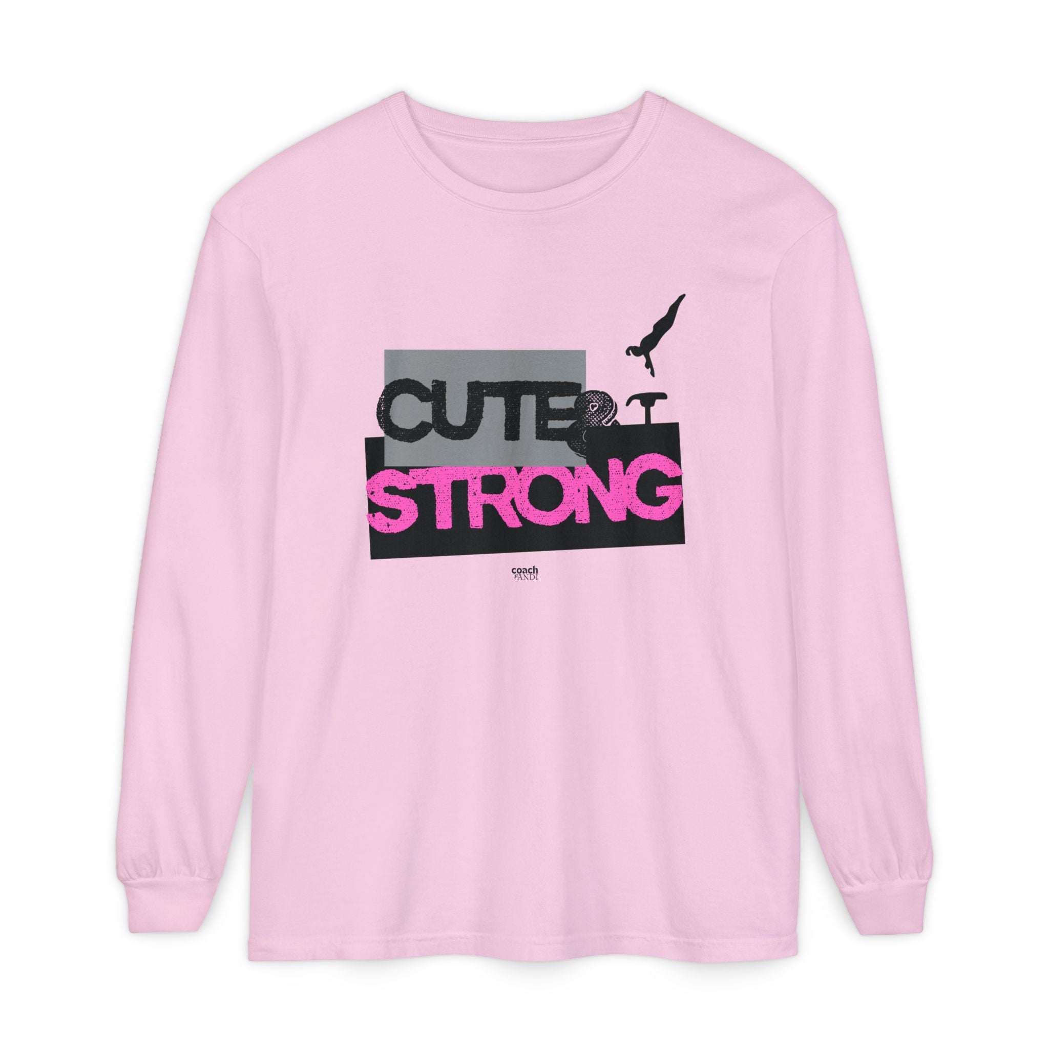 Cute & Strong - Pink/Black (Adult Long Sleeve Shirt)