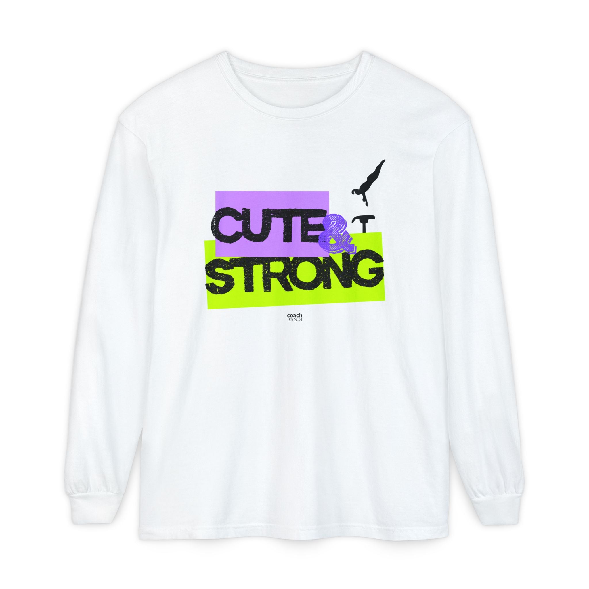 Cute & Strong - Aqua/Pink (Adult Long Sleeve Shirt)