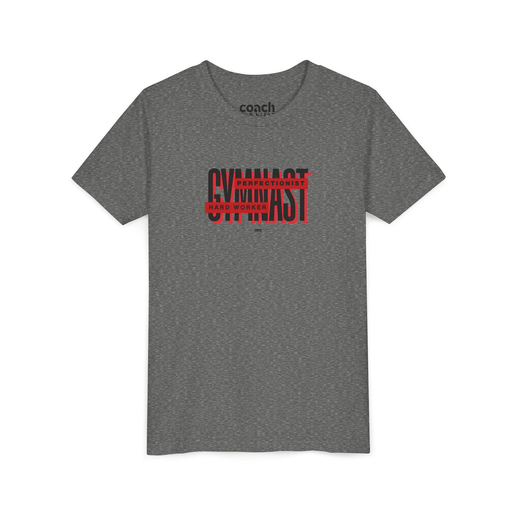 Gymnast Hard Worker Tshirt - Red/Black (Youth)