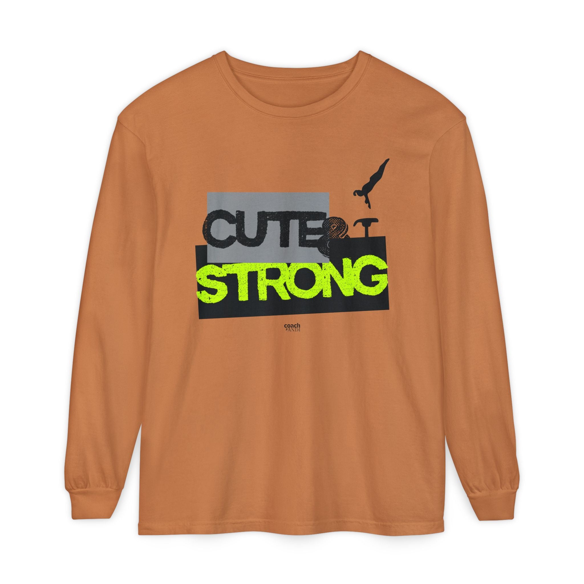 Cute & Strong - Lime/Black (Adult Long Sleeve Shirt)