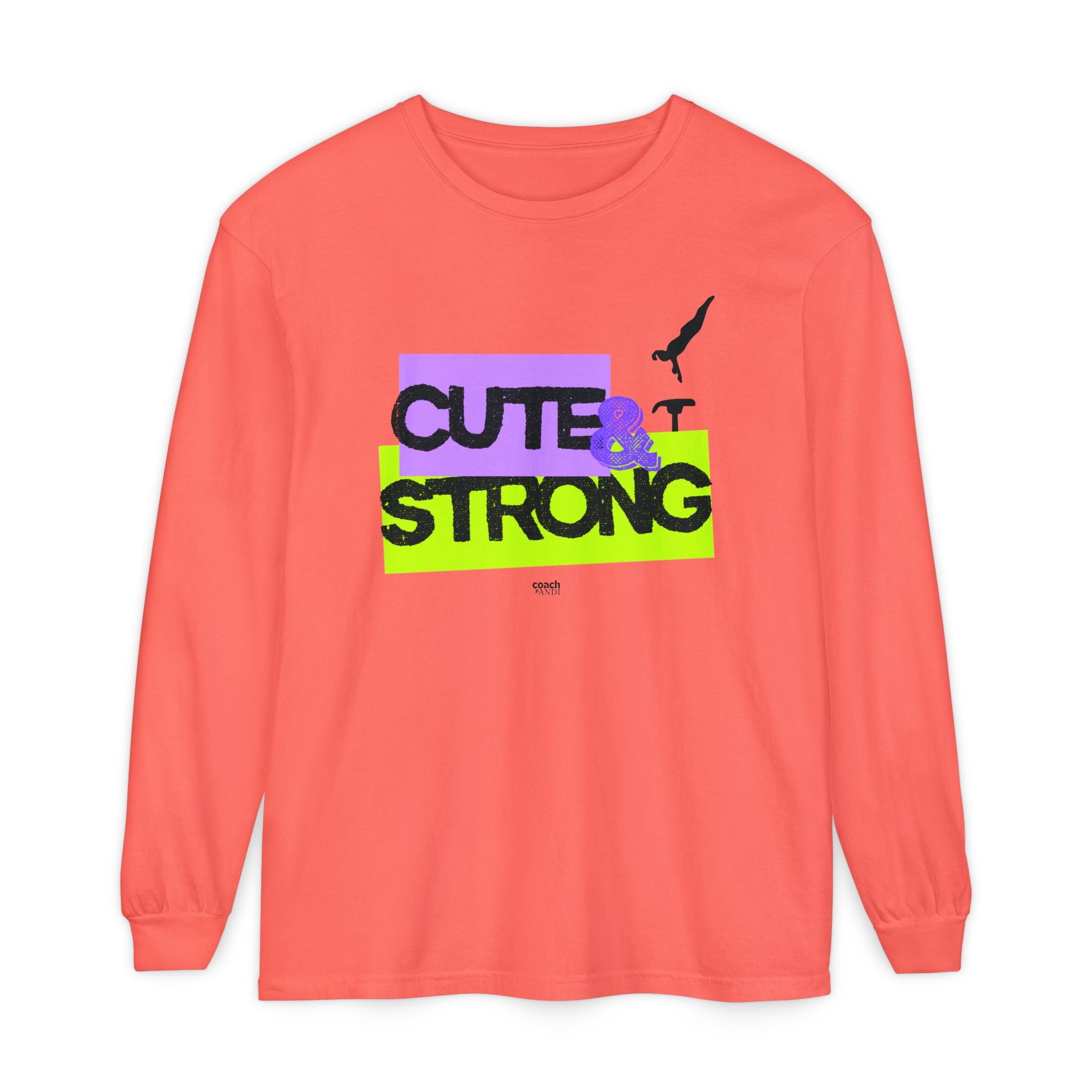 Cute & Strong - Aqua/Pink (Adult Long Sleeve Shirt)