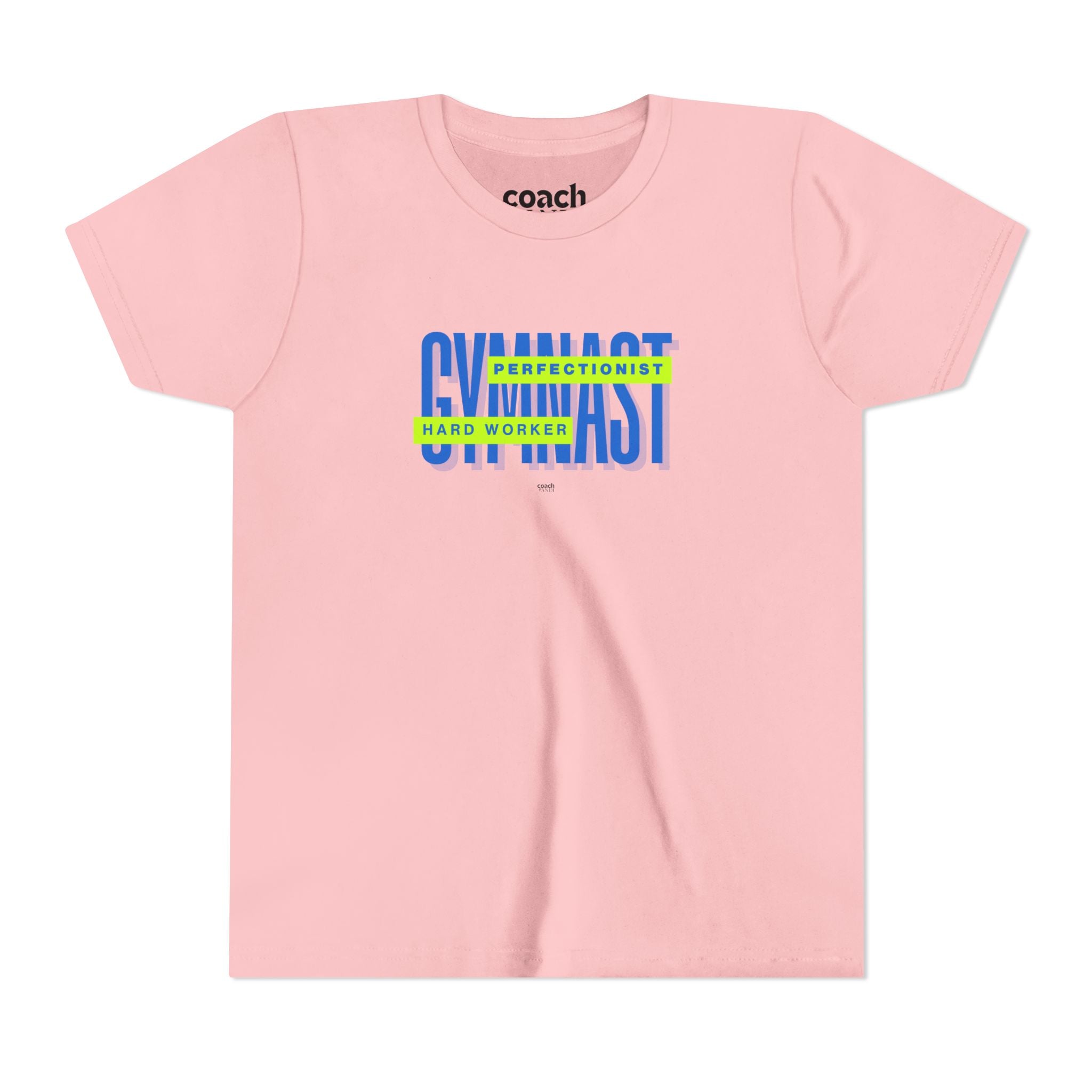 Gymnast Hard Worker Tshirt - Lime/Blue (Youth)