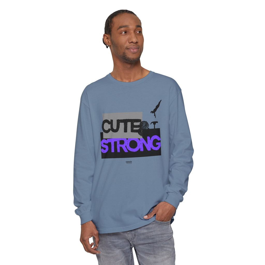 Cute & Strong - Purple/Black (Adult Long Sleeve Shirt)