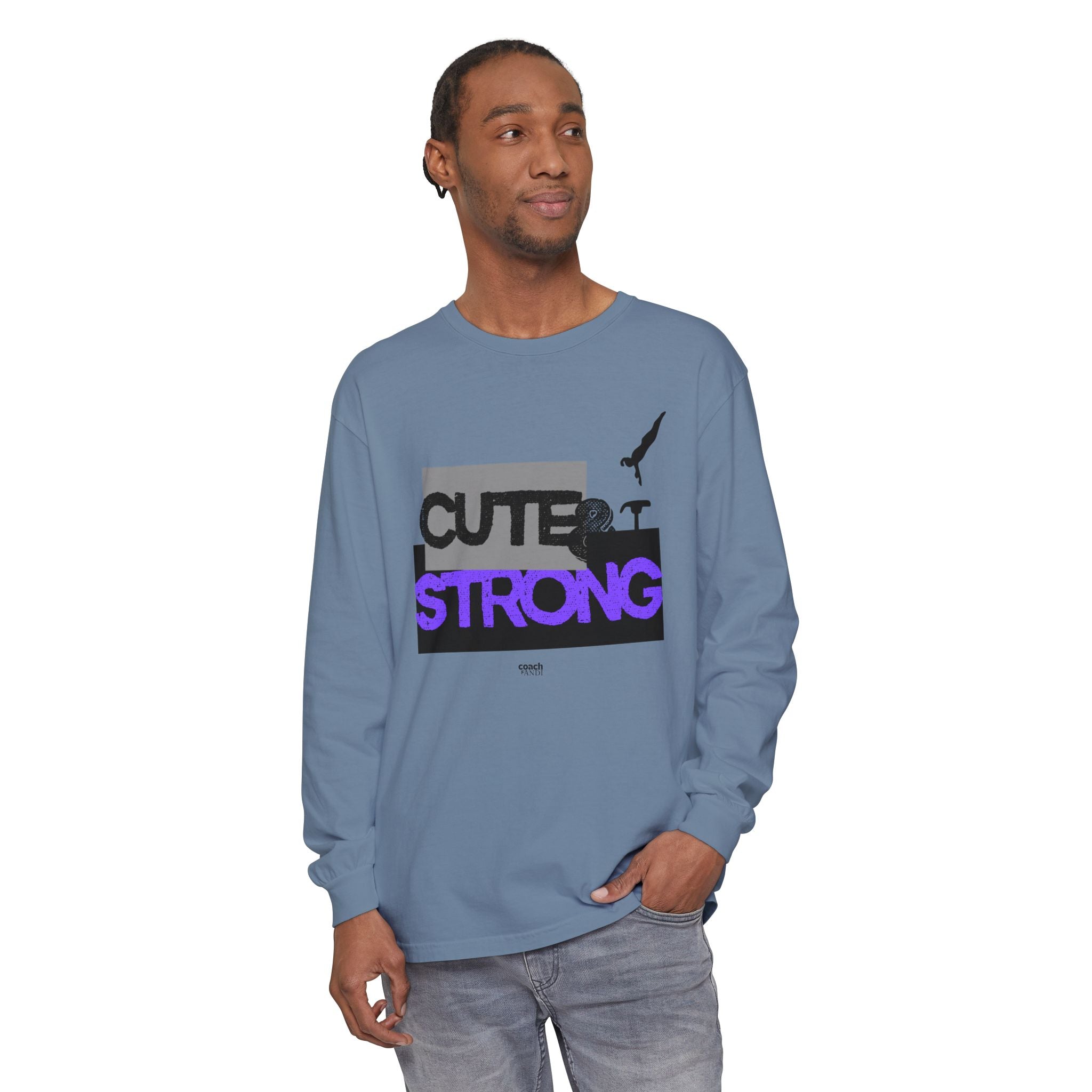 Cute & Strong - Purple/Black (Adult Long Sleeve Shirt)