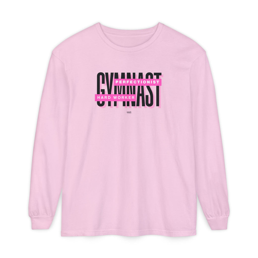 Gymnast Hard Worker Long Sleeve Shirt - Pink (Adult)