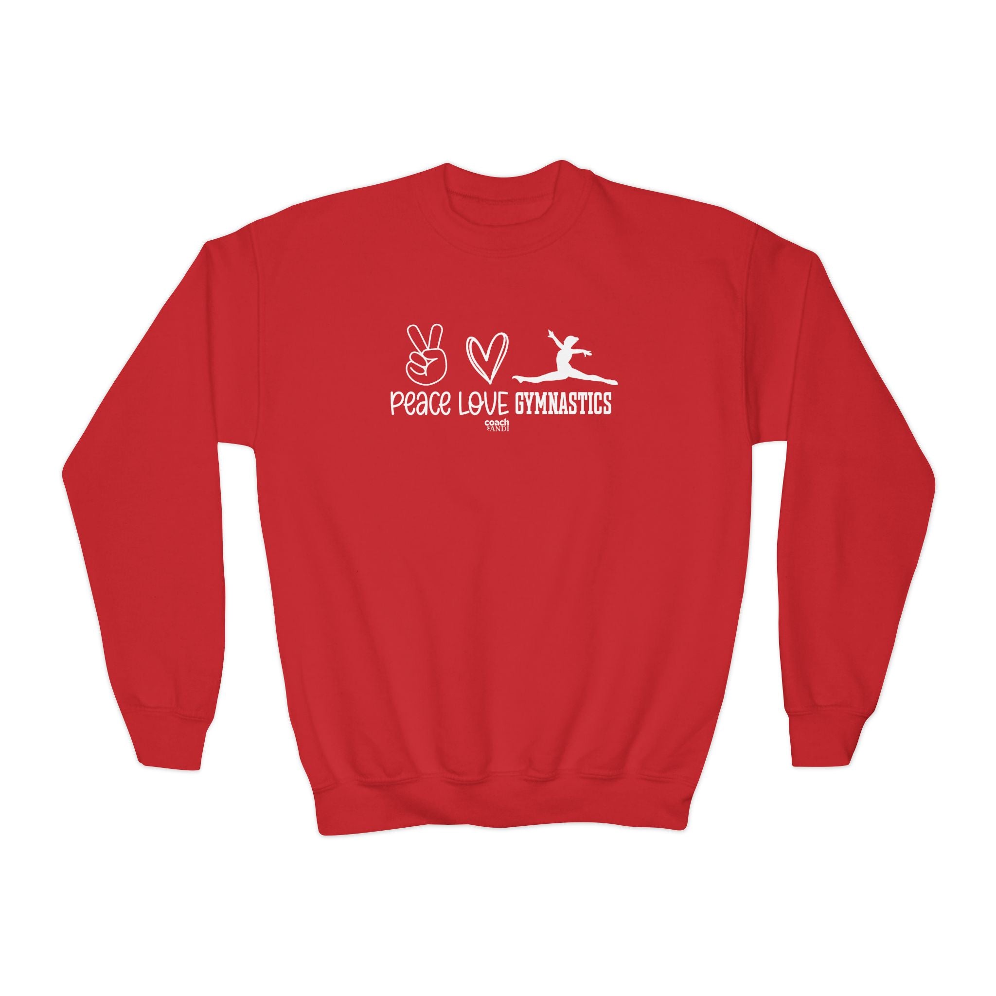 Peace, Love, Gymnastics (Youth Crewneck Sweatshirt)