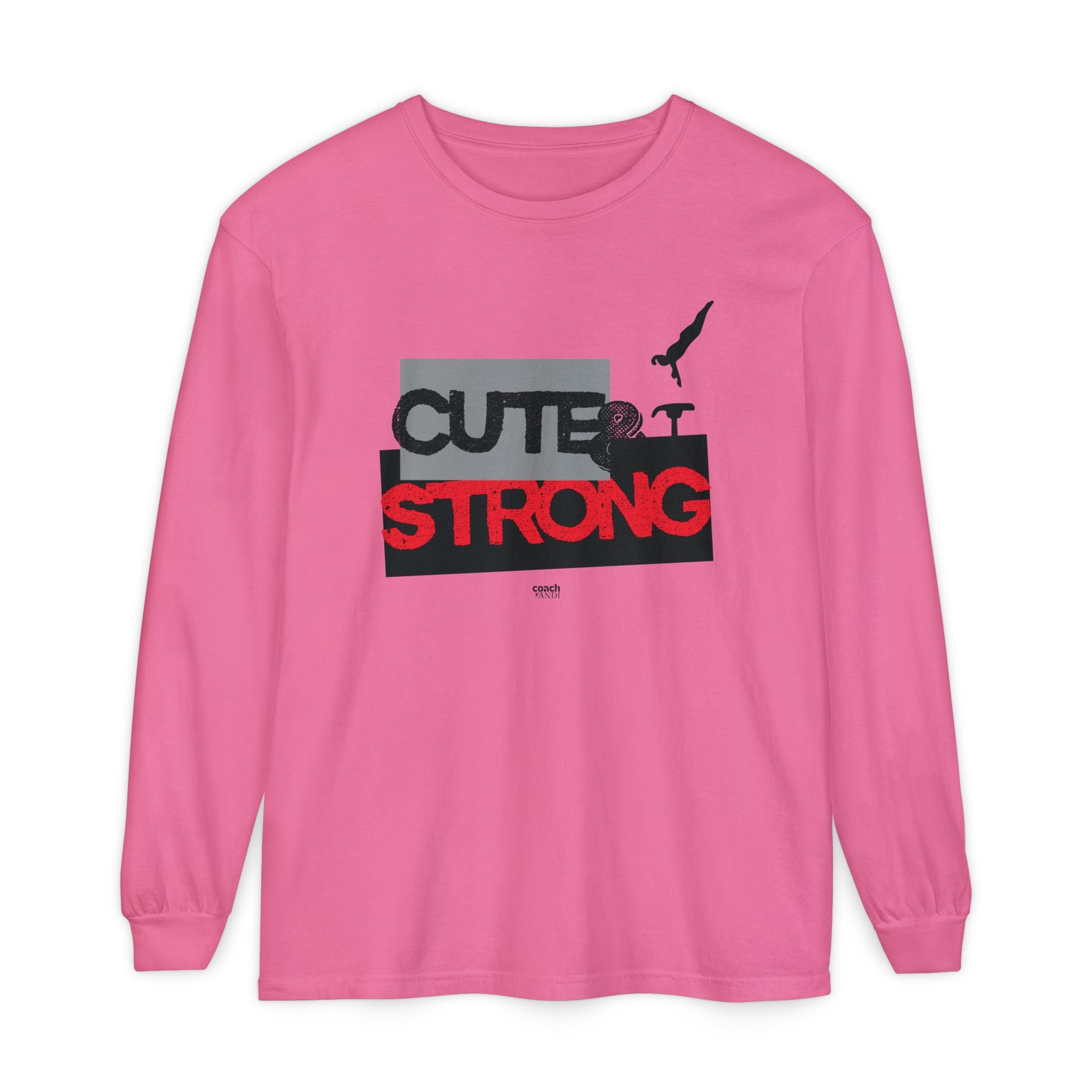 Cute & Strong - Red/Black (Adult Long Sleeve Shirt)