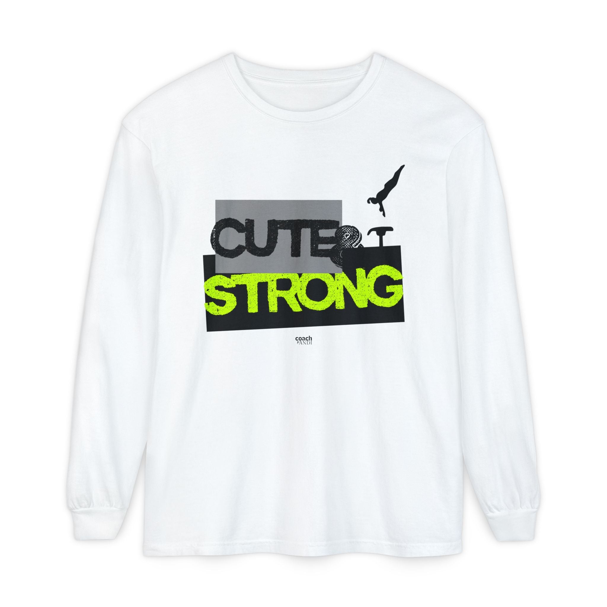 Cute & Strong - Lime/Black (Adult Long Sleeve Shirt)