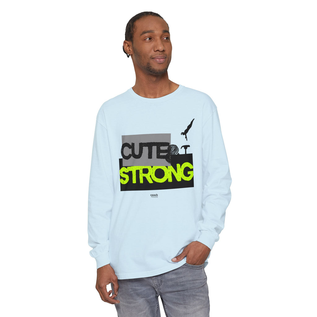Cute & Strong - Lime/Black (Adult Long Sleeve Shirt)