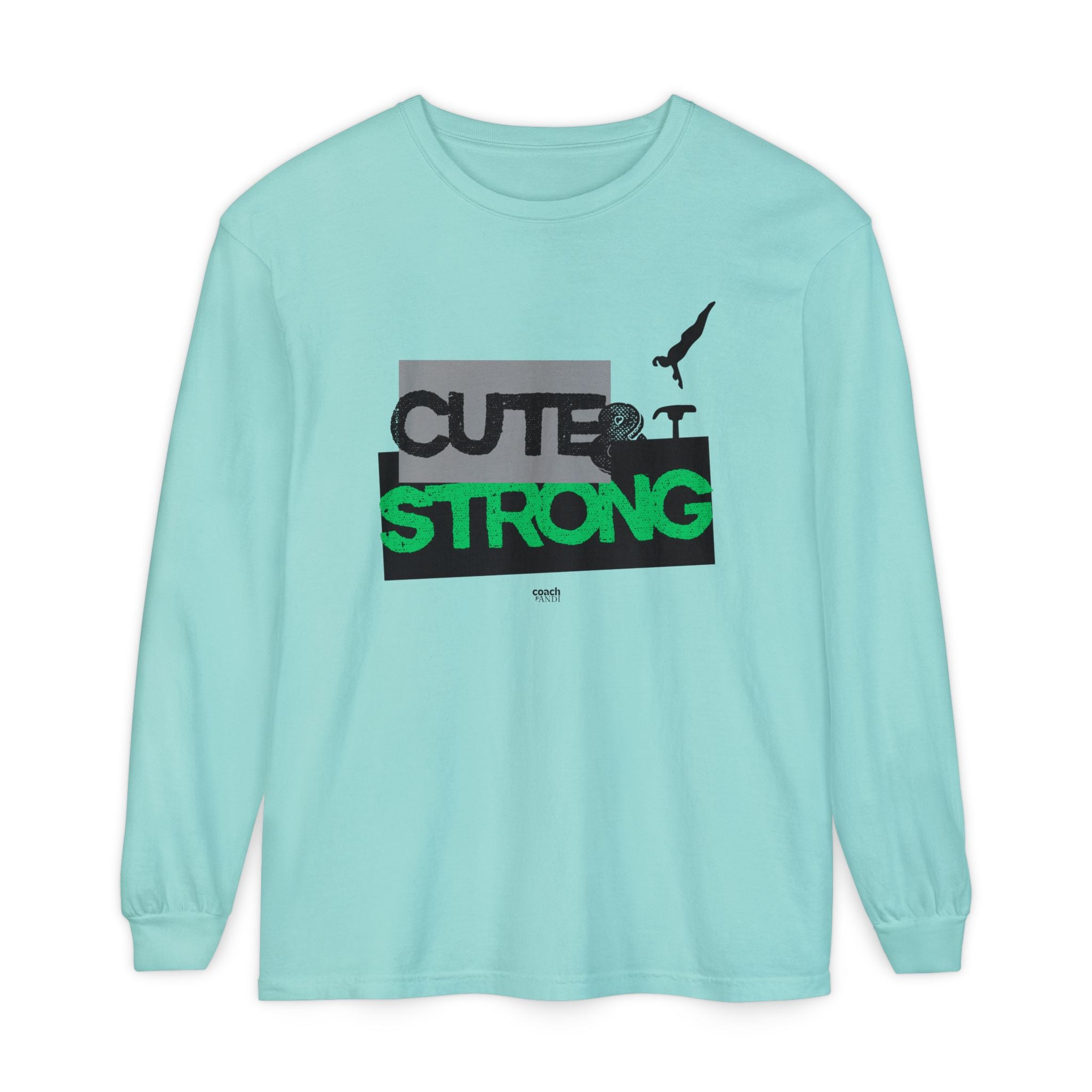 Cute & Strong - Green/Black (Adult Long Sleeve Shirt)