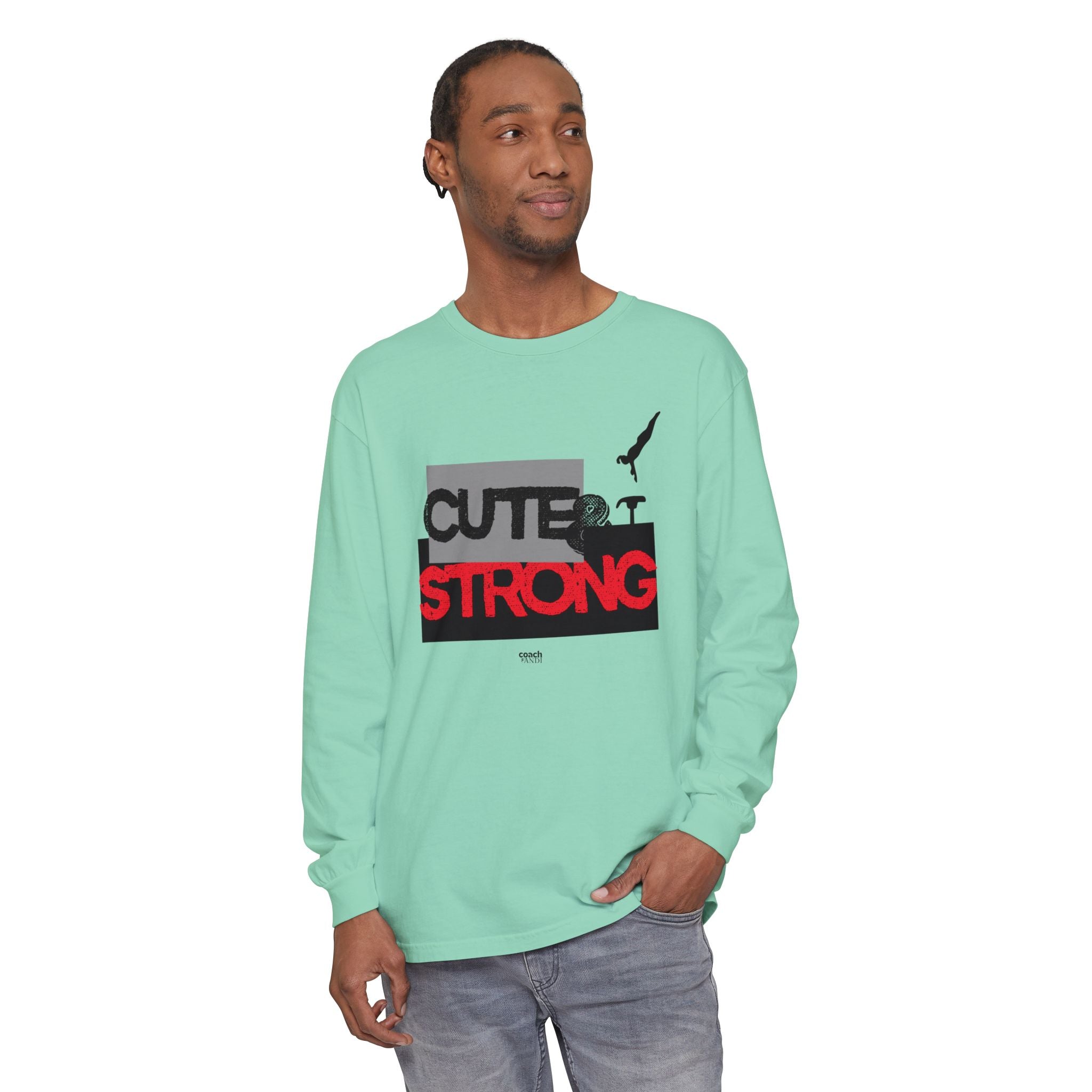 Cute & Strong - Red/Black (Adult Long Sleeve Shirt)