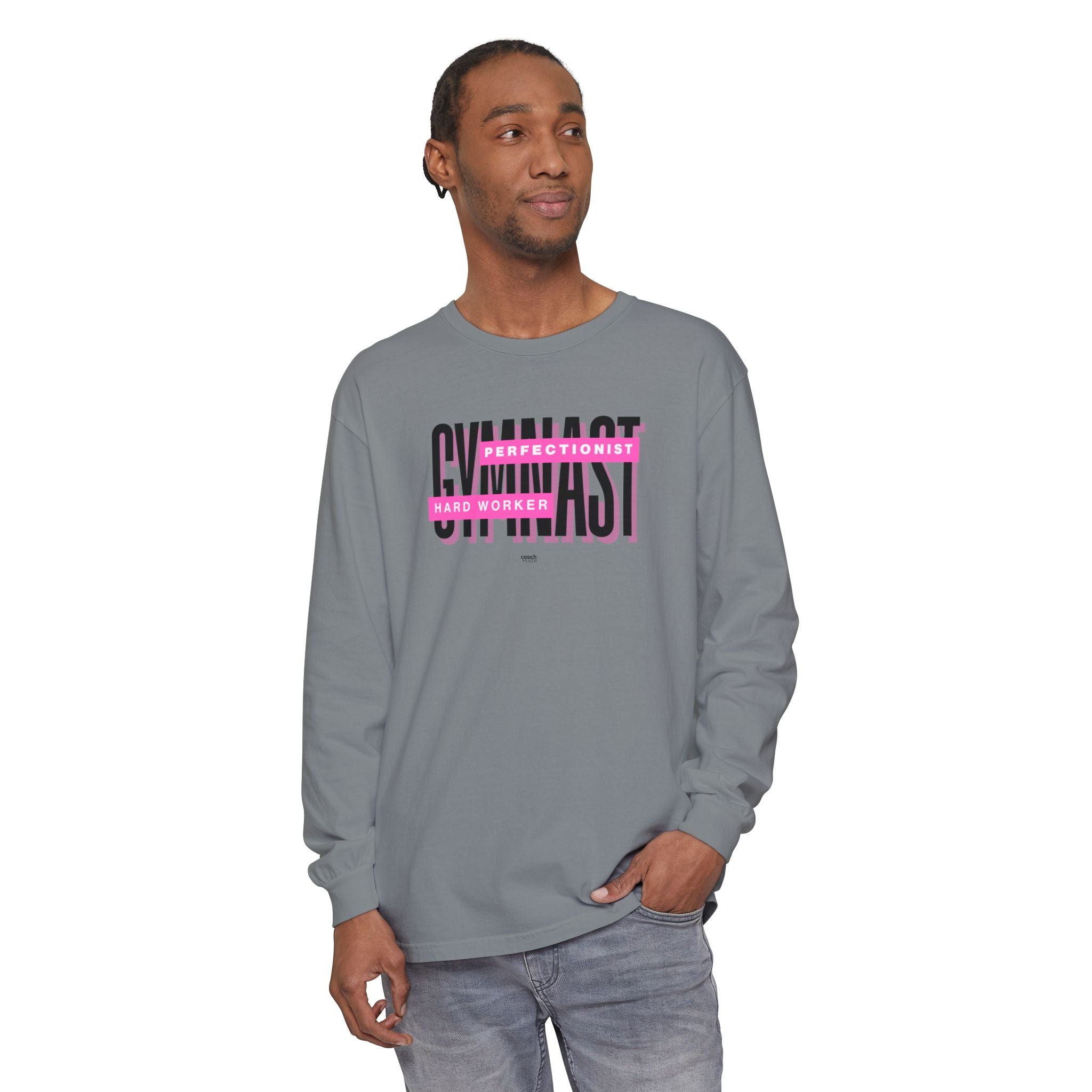 Gymnast Hard Worker Long Sleeve Shirt - Pink (Adult)