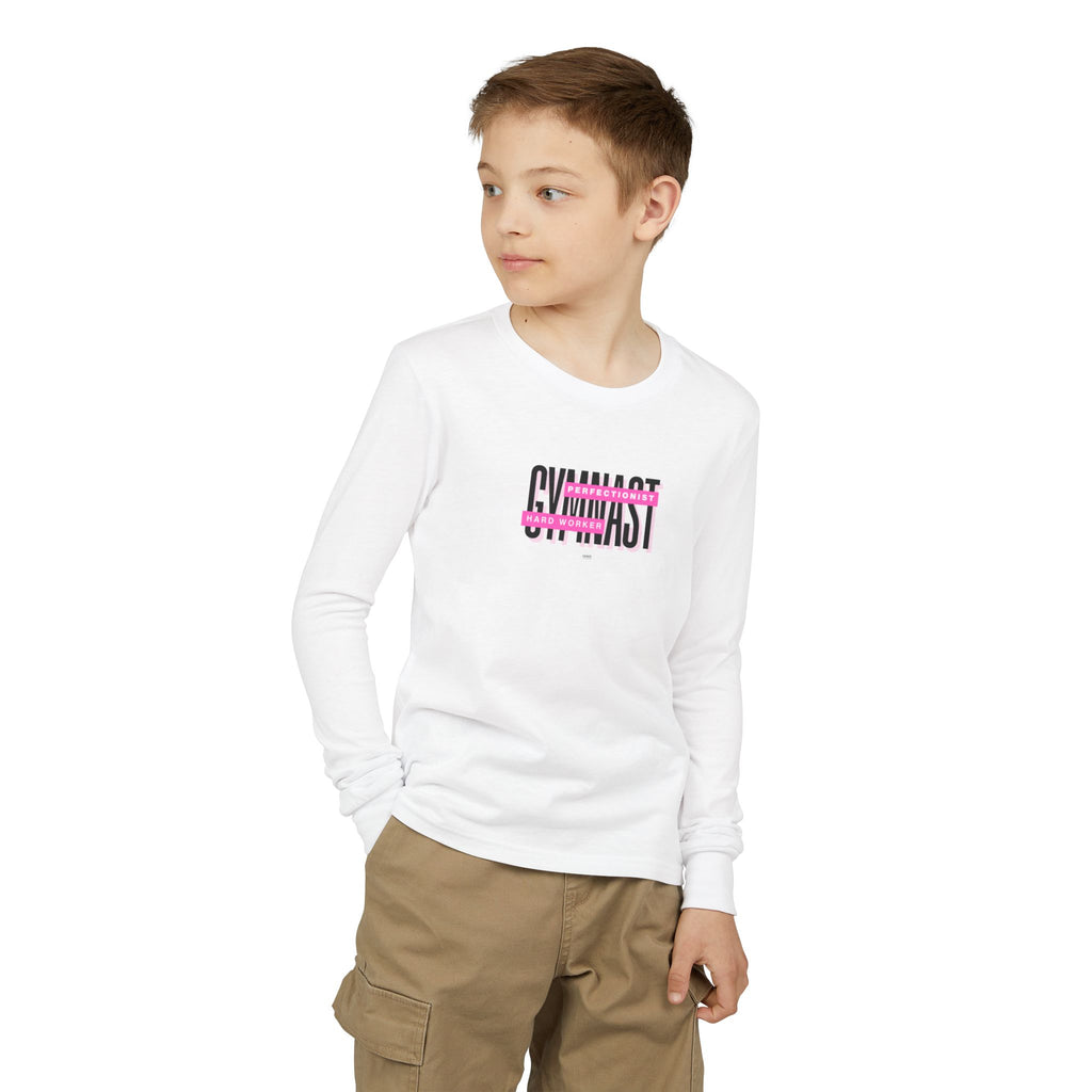 Gymnast Hard Worker Long Sleeve Shirt - Pink (Youth)