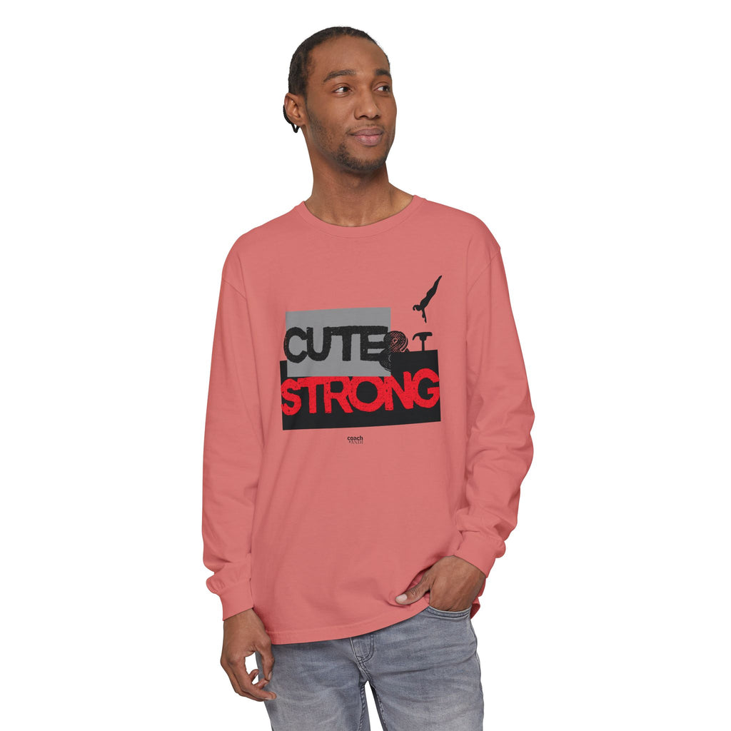 Cute & Strong - Red/Black (Adult Long Sleeve Shirt)
